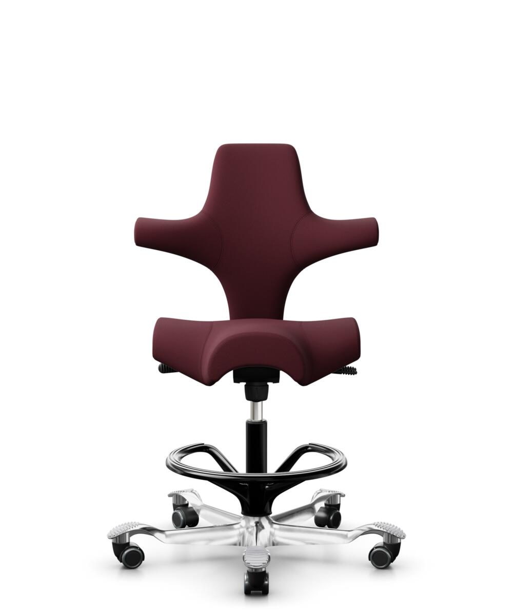 HÅG Capisco 8106 - Steelcut 3 (Kvadrat) - Wol / Polyamide - STT682 Chestnut - Framekleur - Zwart - Gasveer - 265 mm (Zithoogte 53-79cm) - Vloercontact - Zachte wielen t.b.v. harde vloeren - Voetenring - Ja, in framekleur - Voetster - Ja, voetster in ge... - 1