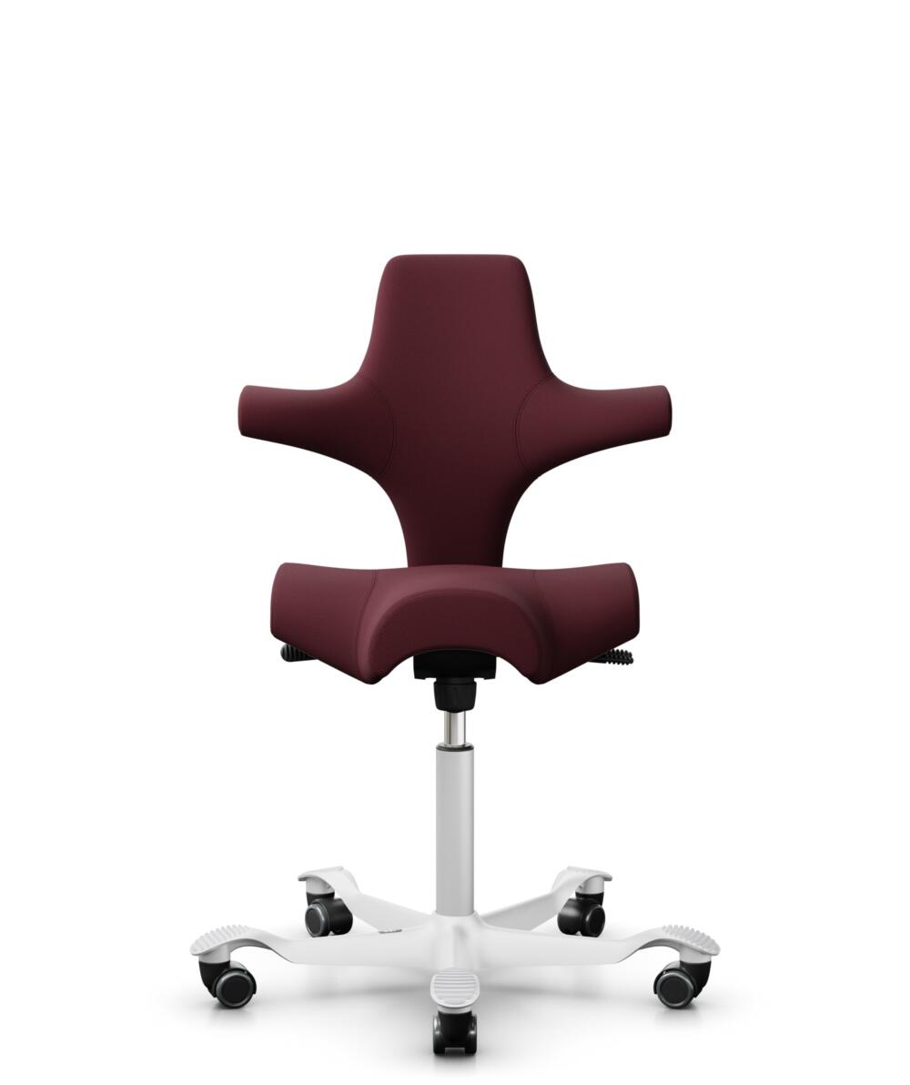 HÅG Capisco 8106 - Steelcut 3 (Kvadrat) - Wol / Polyamide - STT682 Chestnut - Framekleur - Wit - Gasveer - 150 mm (Zithoogte 40-55cm) - Vloercontact - Harde wielen t.b.v. zachte vloeren - Voetenring - Nee, geen voetenring - Voetster - Nee, voetster in ... - 1