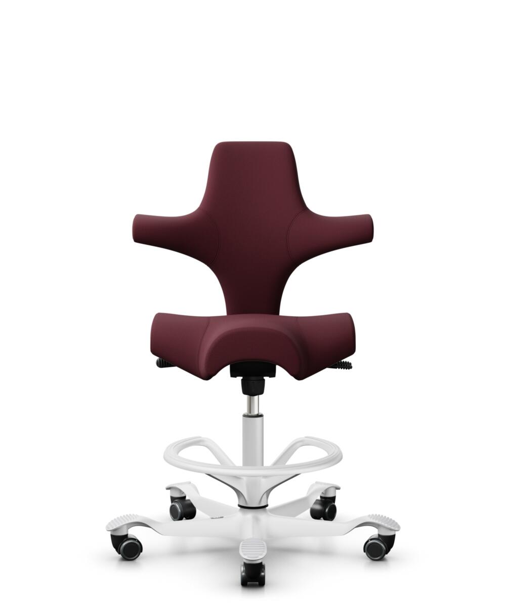 HÅG Capisco 8106 - Steelcut 3 (Kvadrat) - Wol / Polyamide - STT682 Chestnut - Framekleur - Wit - Gasveer - 265 mm (Zithoogte 53-79cm) - Vloercontact - Zachte wielen t.b.v. harde vloeren - Voetenring - Ja, in framekleur - Voetster - Nee, voetster in fra... - 1