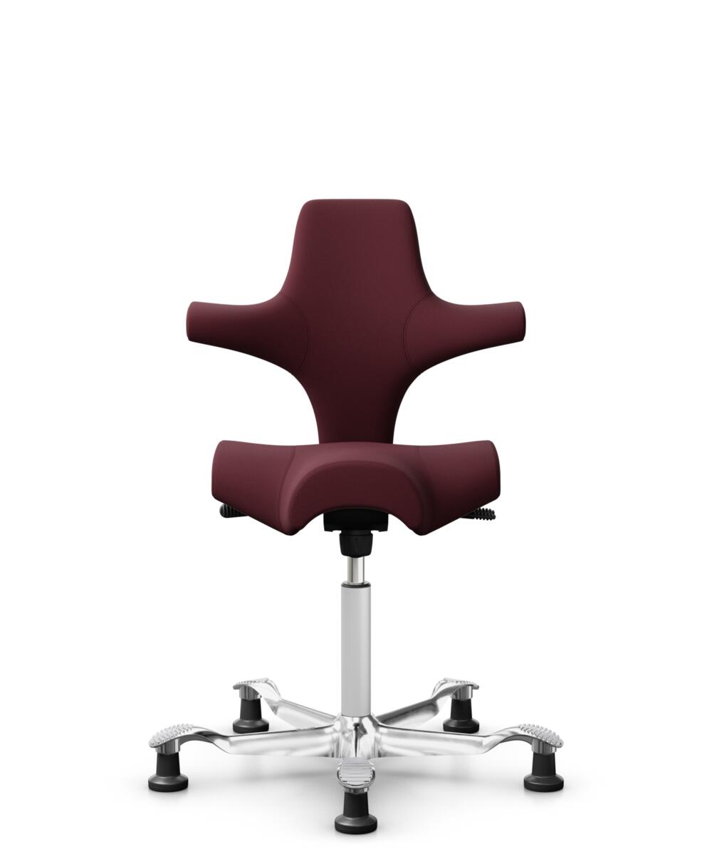 HÅG Capisco 8106 - Steelcut 3 (Kvadrat) - Wol / Polyamide - STT682 Chestnut - Framekleur - Wit - Gasveer - 265 mm (Zithoogte 53-79cm) - Vloercontact - Glijdoppen - Voetenring - Nee, geen voetenring - Voetster - Ja, voetster in gepolijst aluminium - 1
