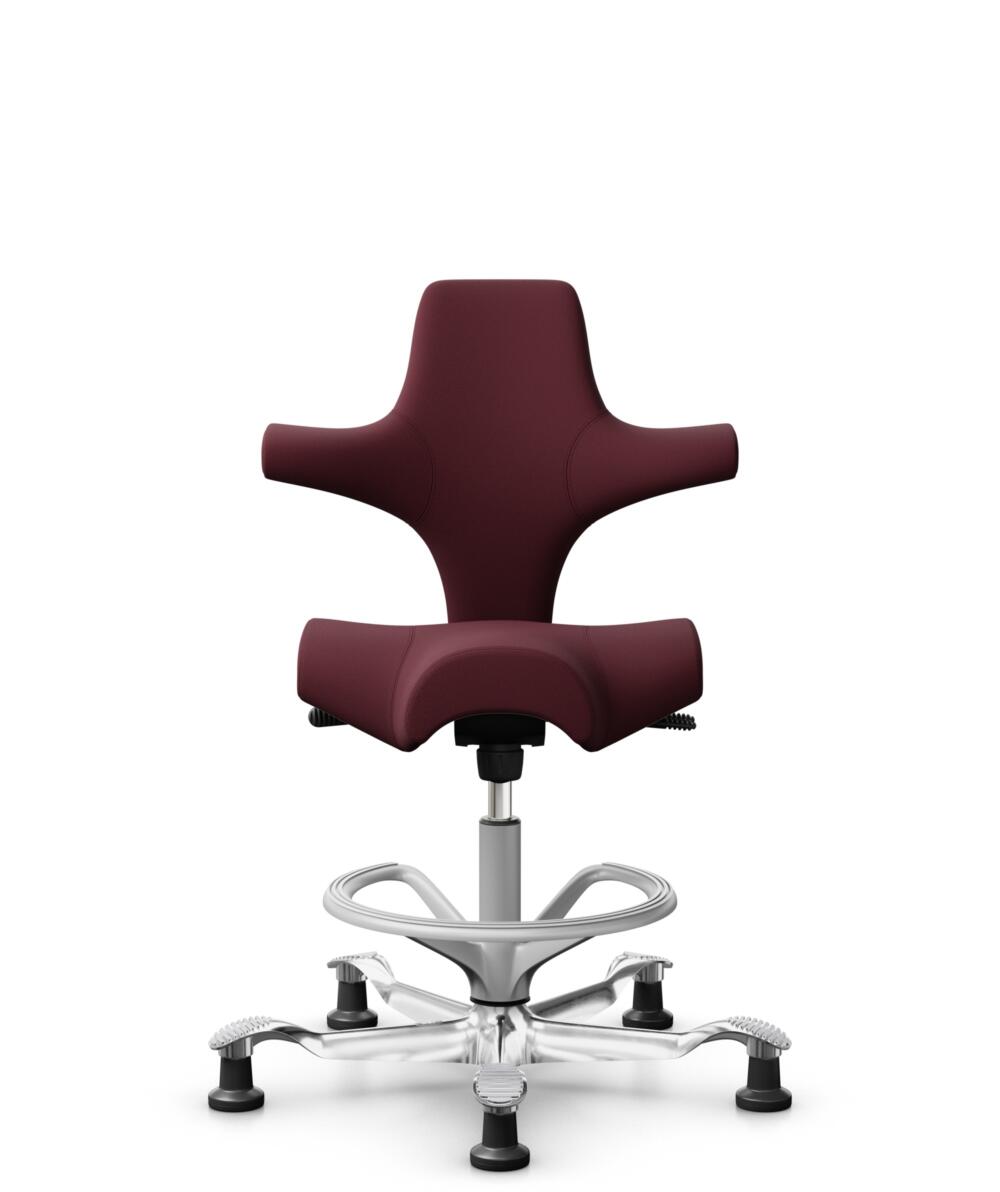 HÅG Capisco 8106 - Steelcut 3 (Kvadrat) - Wol / Polyamide - STT682 Chestnut - Framekleur - Zilver - Gasveer - 200 mm (Zithoogte 46-64cm) - Vloercontact - Glijdoppen - Voetenring - Ja, in framekleur - Voetster - Ja, voetster in gepolijst aluminium - 1