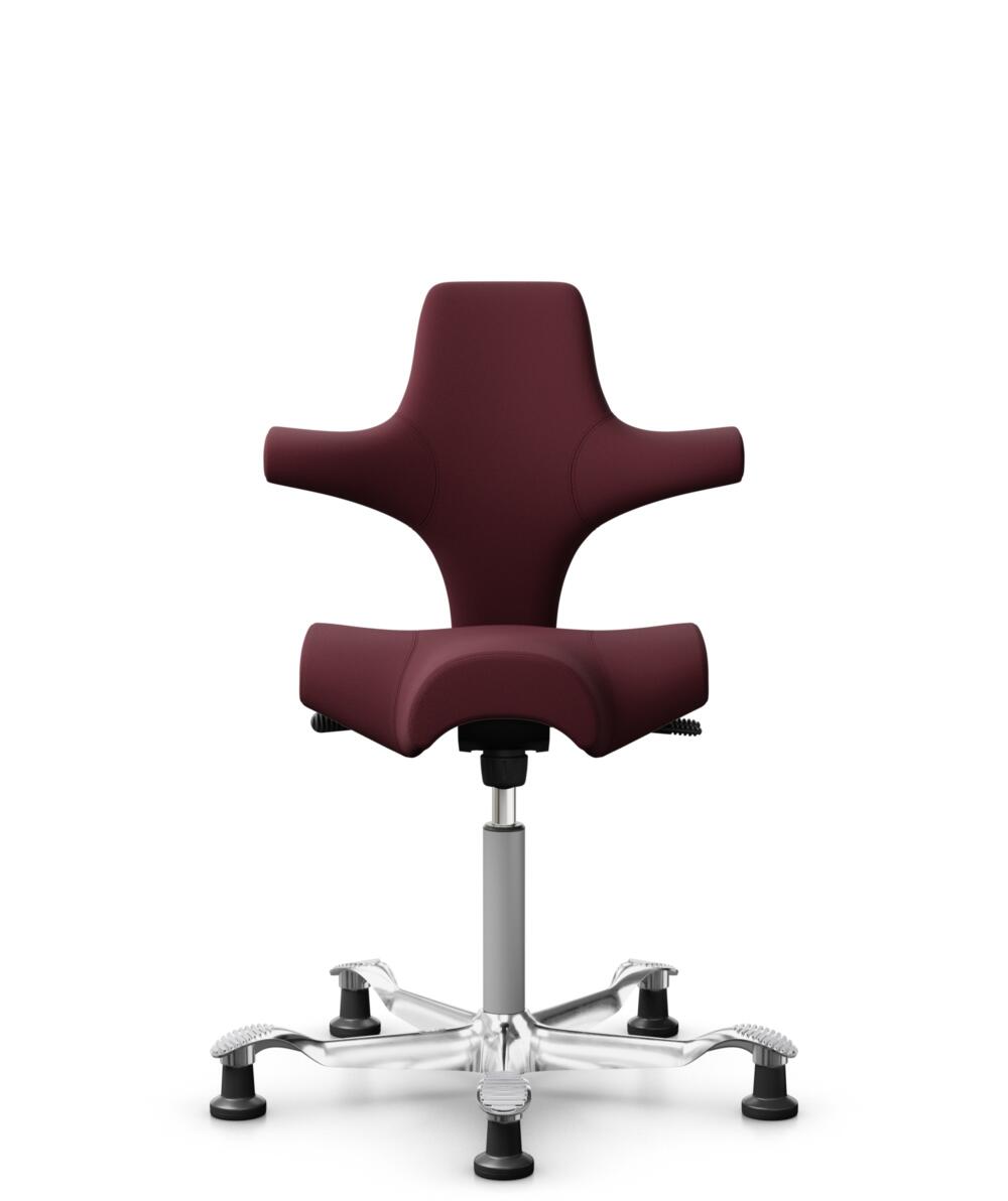 HÅG Capisco 8106 - Steelcut 3 (Kvadrat) - Wol / Polyamide - STT682 Chestnut - Framekleur - Zilver - Gasveer - 265 mm (Zithoogte 53-79cm) - Vloercontact - Glijdoppen - Voetenring - Nee, geen voetenring - Voetster - Ja, voetster in gepolijst aluminium - 1