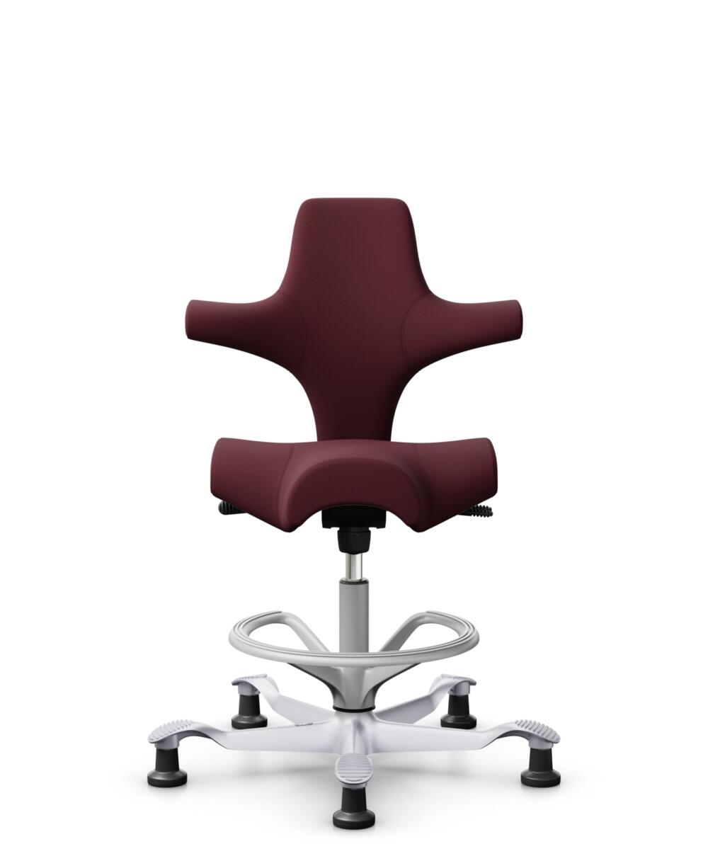 HÅG Capisco 8106 - Steelcut 3 (Kvadrat) - Wol / Polyamide - STT682 Chestnut - Framekleur - Zilver - Gasveer - 265 mm (Zithoogte 53-79cm) - Vloercontact - Glijdoppen - Voetenring - Ja, in framekleur - Voetster - Nee, voetster in framekleur - 1