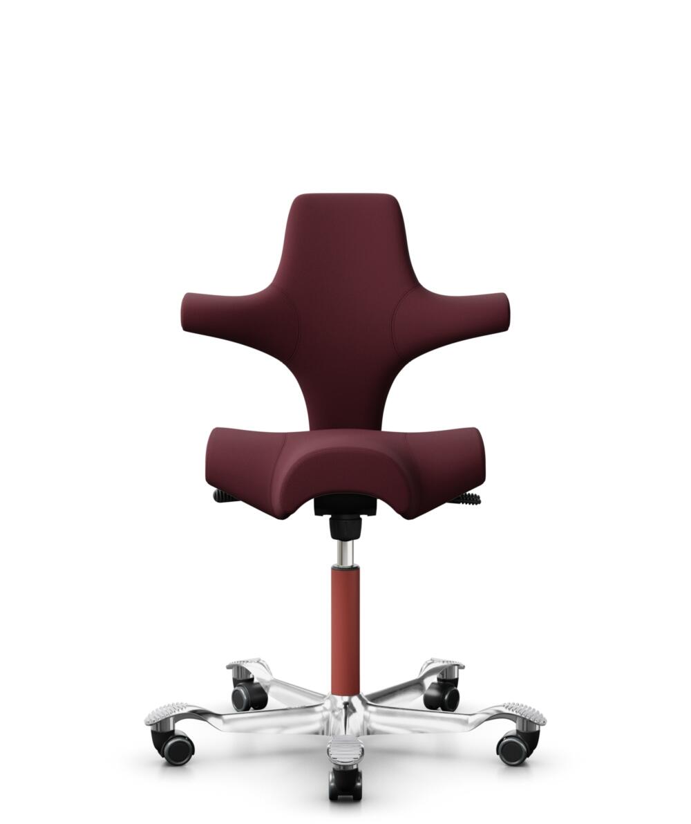 HÅG Capisco 8106 - Steelcut 3 (Kvadrat) - Wol / Polyamide - STT682 Chestnut - Framekleur - Blush Rose - Gasveer - 200 mm (Zithoogte 46-64cm) - Vloercontact - Harde wielen t.b.v. zachte vloeren - Voetenring - Nee, geen voetenring - Voetster - Ja, voetst... - 1