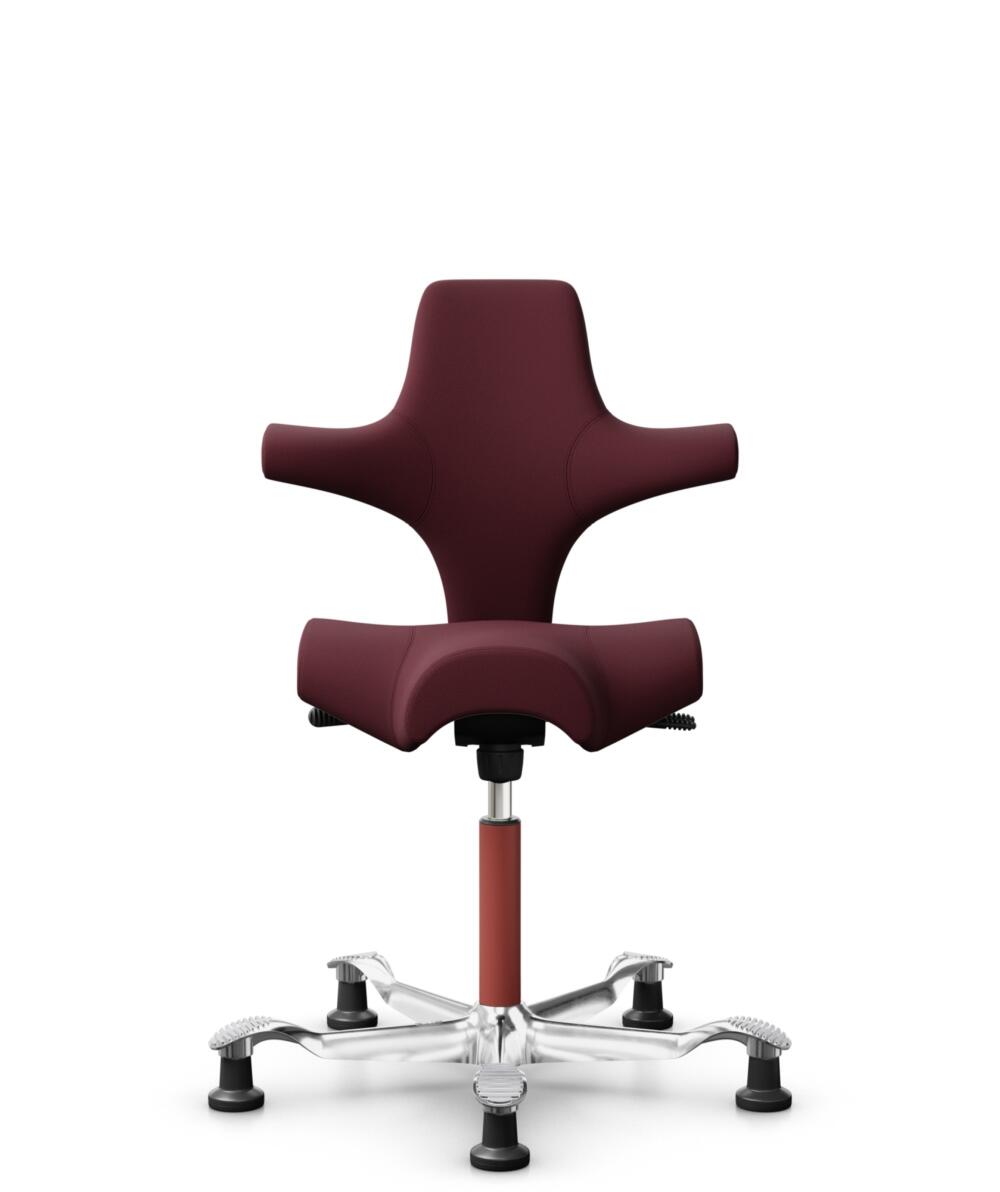 HÅG Capisco 8106 - Steelcut 3 (Kvadrat) - Wol / Polyamide - STT682 Chestnut - Framekleur - Blush Rose - Gasveer - 200 mm (Zithoogte 46-64cm) - Vloercontact - Glijdoppen - Voetenring - Nee, geen voetenring - Voetster - Ja, voetster in gepolijst aluminium - 1