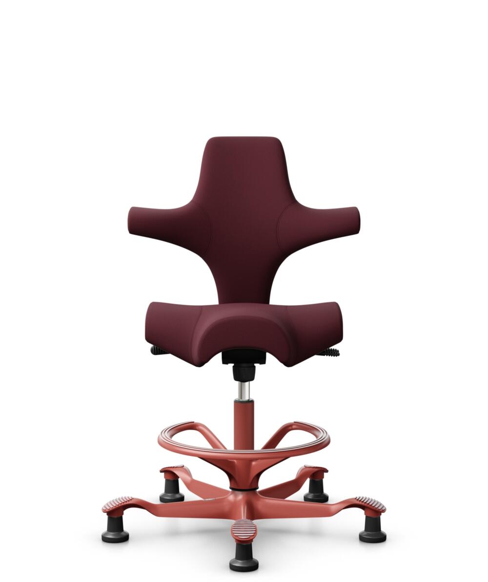 HÅG Capisco 8106 - Steelcut 3 (Kvadrat) - Wol / Polyamide - STT682 Chestnut - Framekleur - Blush Rose - Gasveer - 200 mm (Zithoogte 46-64cm) - Vloercontact - Glijdoppen - Voetenring - Ja, in framekleur - Voetster - Nee, voetster in framekleur - 1
