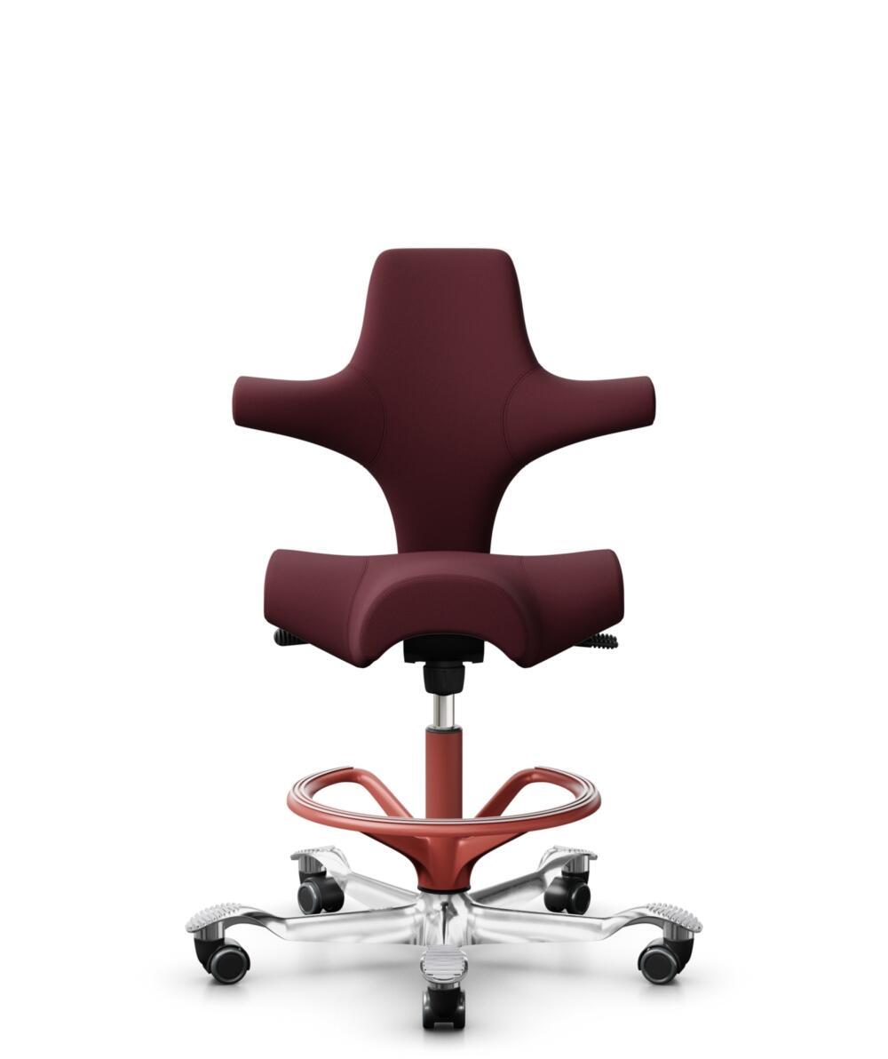 HÅG Capisco 8106 - Steelcut 3 (Kvadrat) - Wol / Polyamide - STT682 Chestnut - Framekleur - Blush Rose - Gasveer - 265 mm (Zithoogte 53-79cm) - Vloercontact - Harde wielen t.b.v. zachte vloeren - Voetenring - Ja, in framekleur - Voetster - Ja, voetster ... - 1