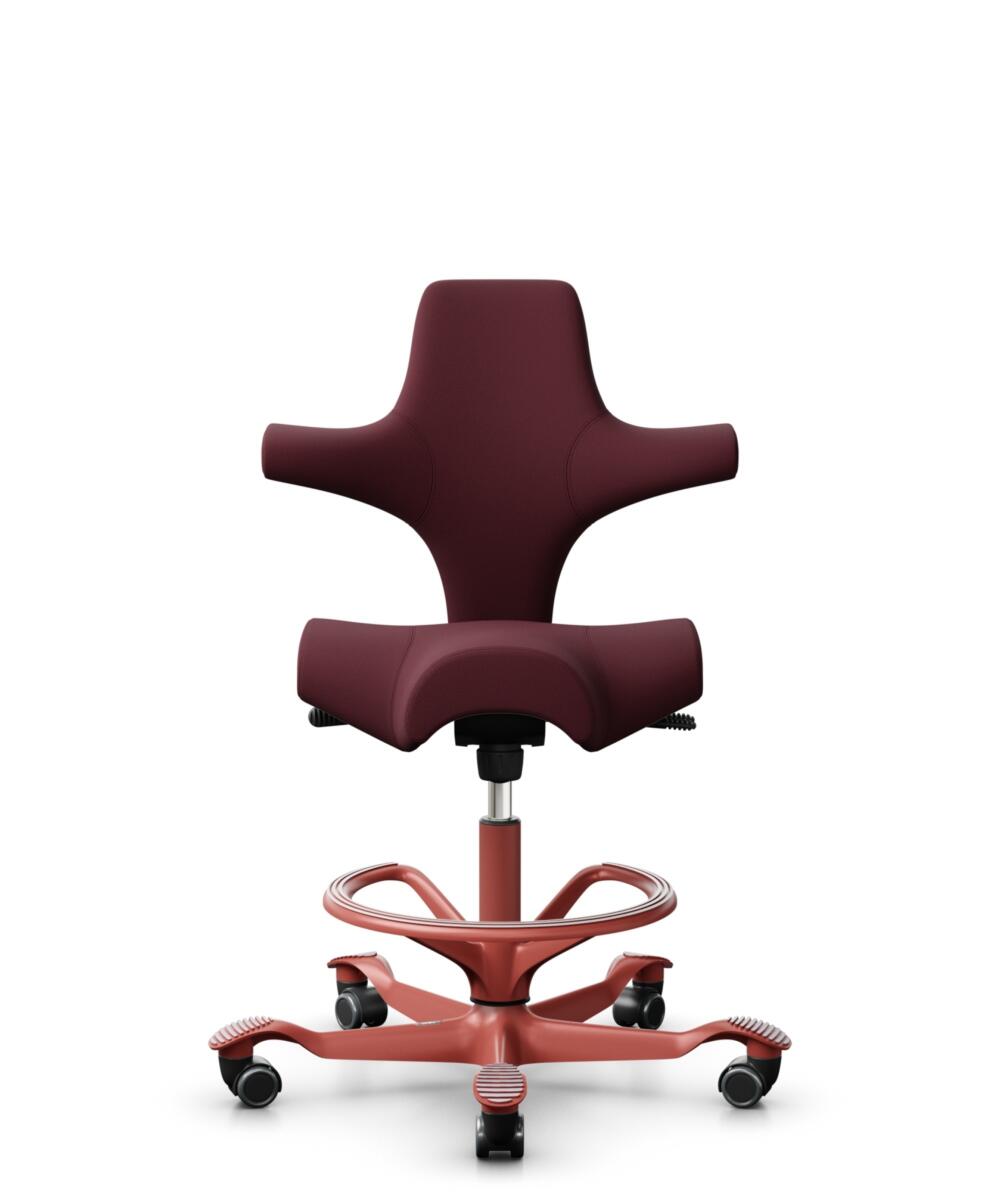 HÅG Capisco 8106 - Steelcut 3 (Kvadrat) - Wol / Polyamide - STT682 Chestnut - Framekleur - Blush Rose - Gasveer - 265 mm (Zithoogte 53-79cm) - Vloercontact - Zachte wielen t.b.v. harde vloeren - Voetenring - Ja, in framekleur - Voetster - Nee, voetster... - 1