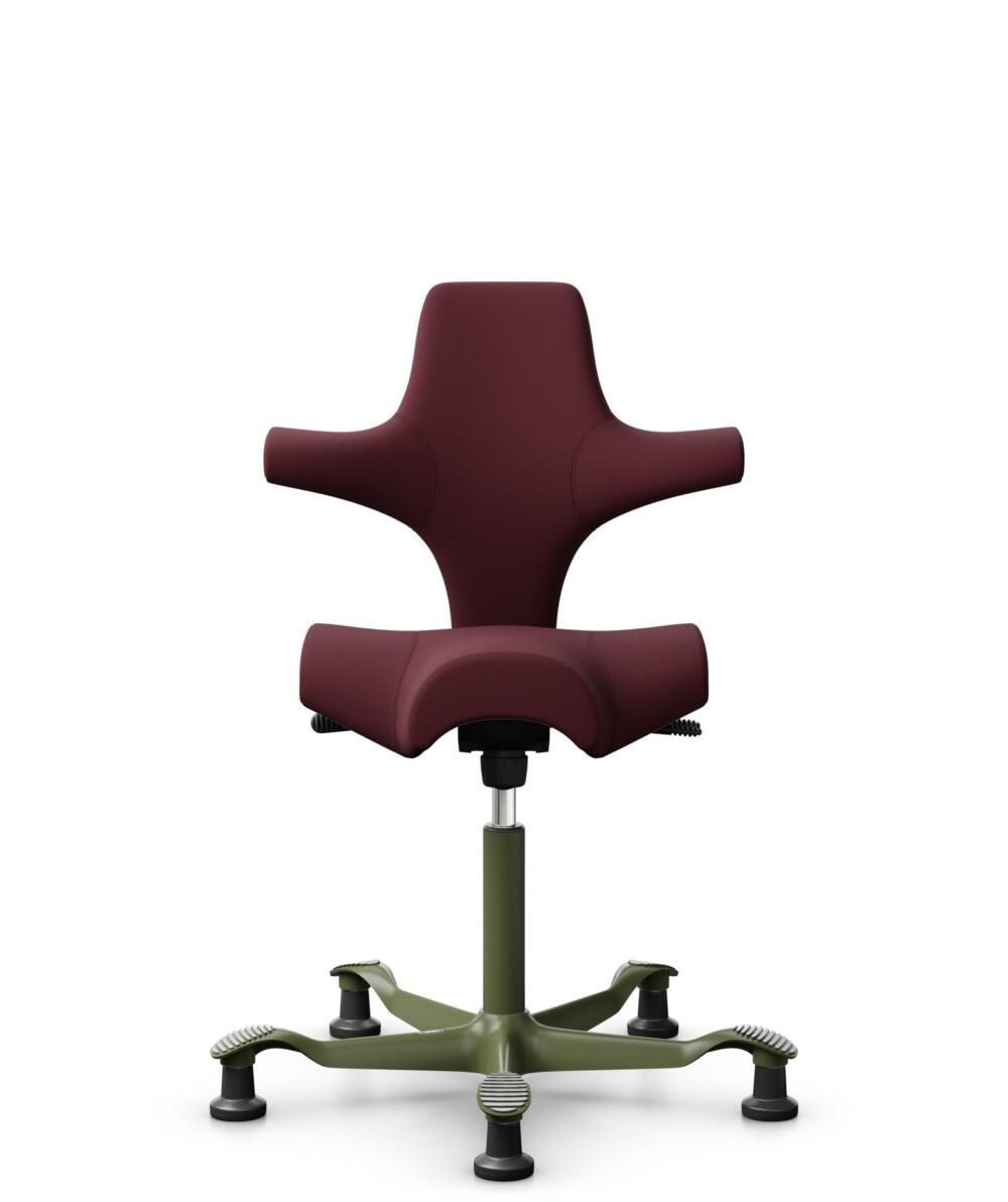 HÅG Capisco 8106 - Steelcut 3 (Kvadrat) - Wol / Polyamide - STT682 Chestnut - Framekleur - Moss Grey - Gasveer - 150 mm (Zithoogte 40-55cm) - Vloercontact - Glijdoppen - Voetenring - Nee, geen voetenring - Voetster - Nee, voetster in framekleur - 1