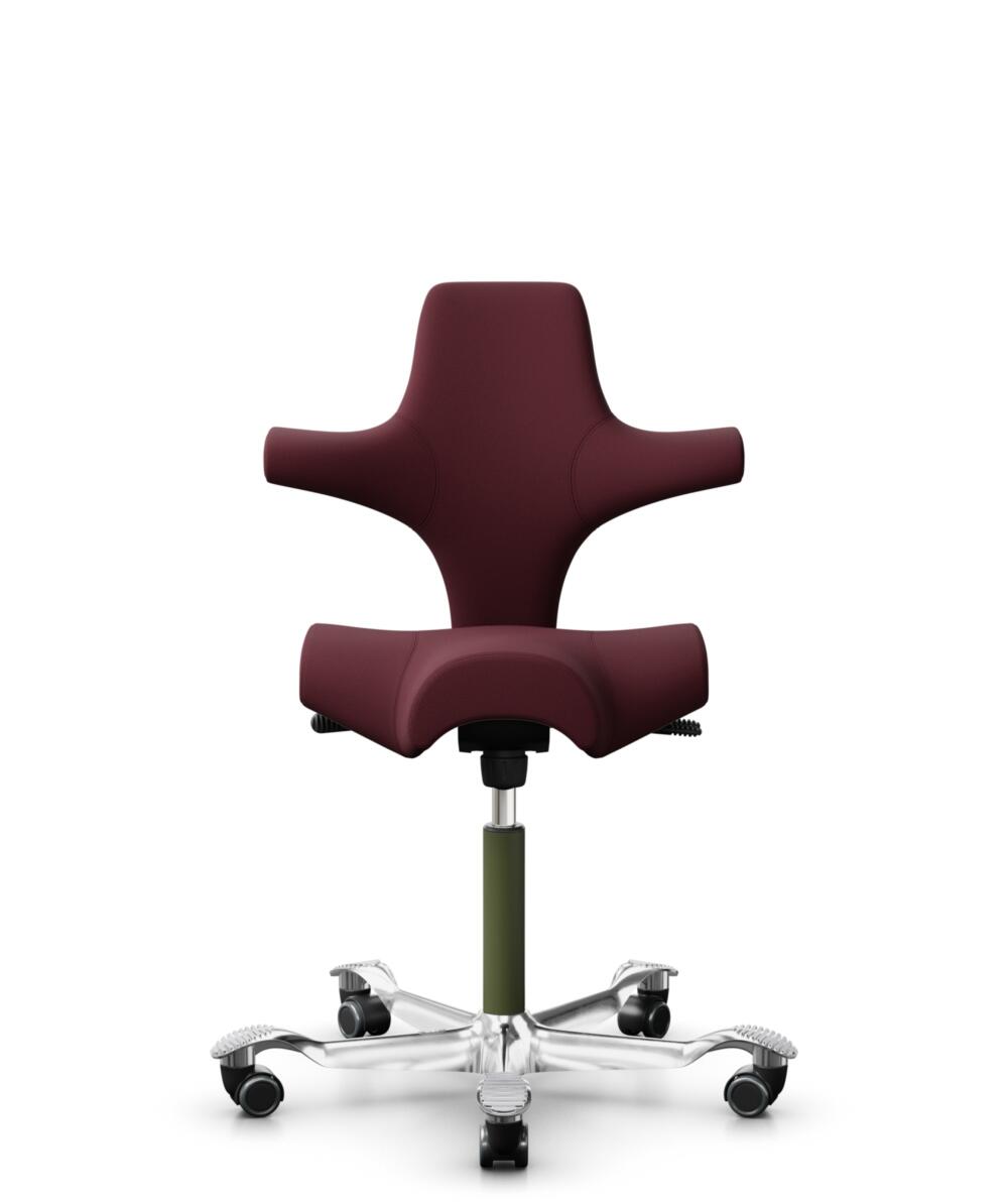 HÅG Capisco 8106 - Steelcut 3 (Kvadrat) - Wol / Polyamide - STT682 Chestnut - Framekleur - Moss Grey - Gasveer - 200 mm (Zithoogte 46-64cm) - Vloercontact - Harde wielen t.b.v. zachte vloeren - Voetenring - Nee, geen voetenring - Voetster - Ja, voetste... - 1