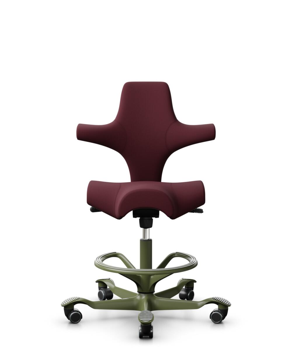 HÅG Capisco 8106 - Steelcut 3 (Kvadrat) - Wol / Polyamide - STT682 Chestnut - Framekleur - Moss Grey - Gasveer - 265 mm (Zithoogte 53-79cm) - Vloercontact - Harde wielen t.b.v. zachte vloeren - Voetenring - Ja, in framekleur - Voetster - Nee, voetster ... - 1