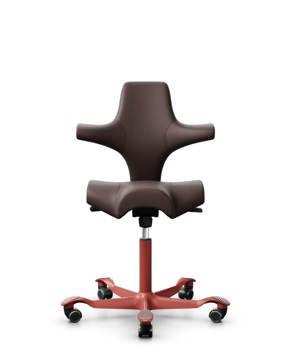 HÅG Capisco 8106 - Paloma Soft (Wollsdorf) - Semi-aniline Leder - PL55130 Dark brown - Framekleur - Blush Rose - Gasveer - 265 mm (Zithoogte 53-79cm) - Vloercontact - Zachte wielen t.b.v. harde vloeren - Voetenring - Nee, geen voetenring - Voetster - N... - 1