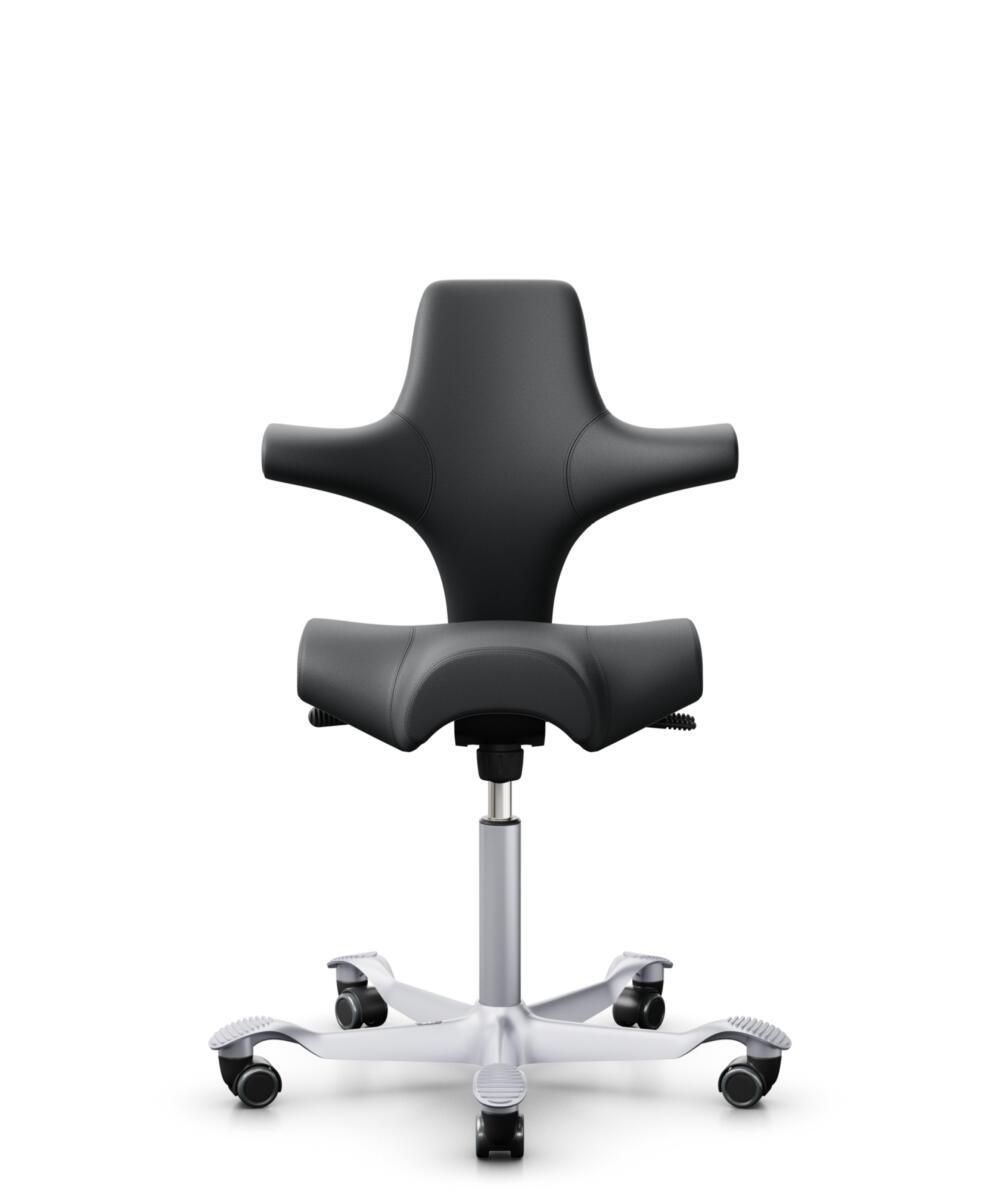 HÅG Capisco 8106 - Paloma Soft (Wollsdorf) - Semi-aniline Leder - PL55206 Grey - Framekleur - Zilver - Gasveer - 150 mm (Zithoogte 40-55cm) - Vloercontact - Zachte wielen t.b.v. harde vloeren - Voetenring - Nee, geen voetenring - Voetster - Nee, voetst... - 1