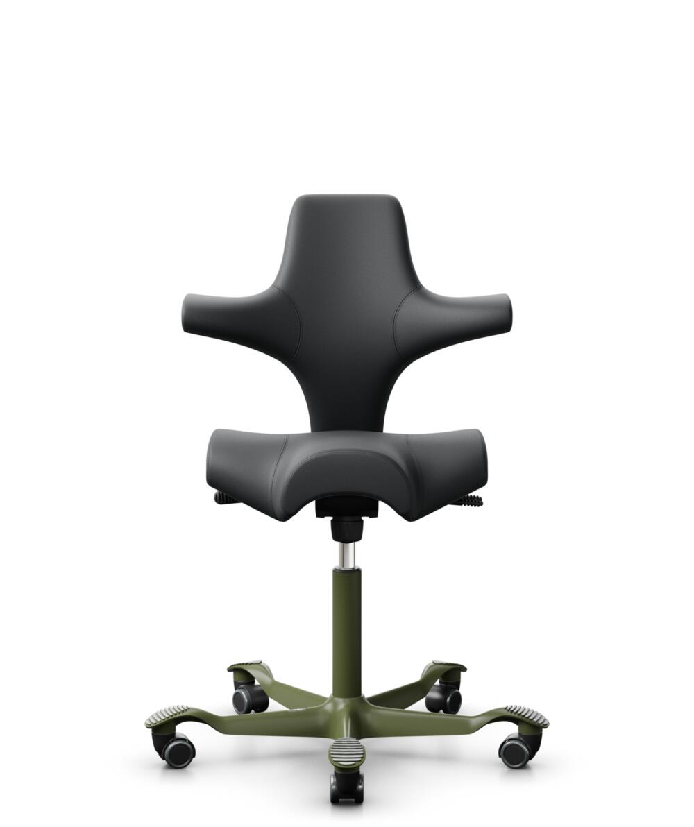 HÅG Capisco 8106 - Paloma Soft (Wollsdorf) - Semi-aniline Leder - PL55206 Grey - Framekleur - Moss Grey - Gasveer - 150 mm (Zithoogte 40-55cm) - Vloercontact - Zachte wielen t.b.v. harde vloeren - Voetenring - Nee, geen voetenring - Voetster - Nee, voe... - 2