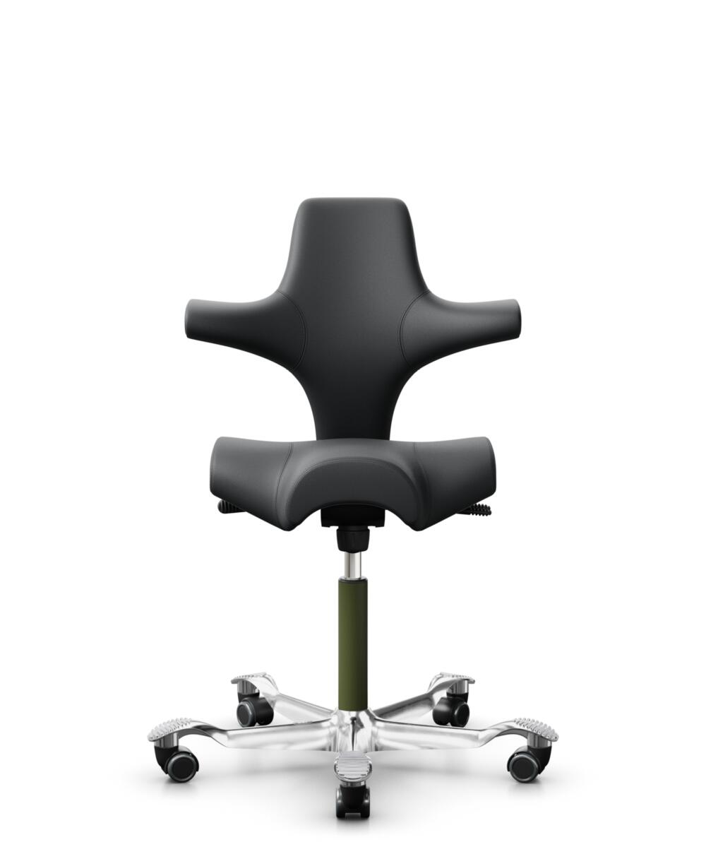 HÅG Capisco 8106 - Paloma Soft (Wollsdorf) - Semi-aniline Leder - PL55206 Grey - Framekleur - Moss Grey - Gasveer - 150 mm (Zithoogte 40-55cm) - Vloercontact - Zachte wielen t.b.v. harde vloeren - Voetenring - Nee, geen voetenring - Voetster - Ja, voet... - 1