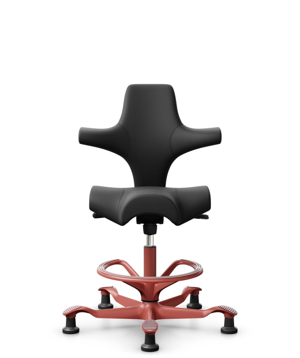 HÅG Capisco 8106 - Paloma Soft (Wollsdorf) - Semi-aniline Leder - PL56100 Black - Framekleur - Blush Rose - Gasveer - 200 mm (Zithoogte 46-64cm) - Vloercontact - Glijdoppen - Voetenring - Ja, in framekleur - Voetster - Nee, voetster in framekleur - 1