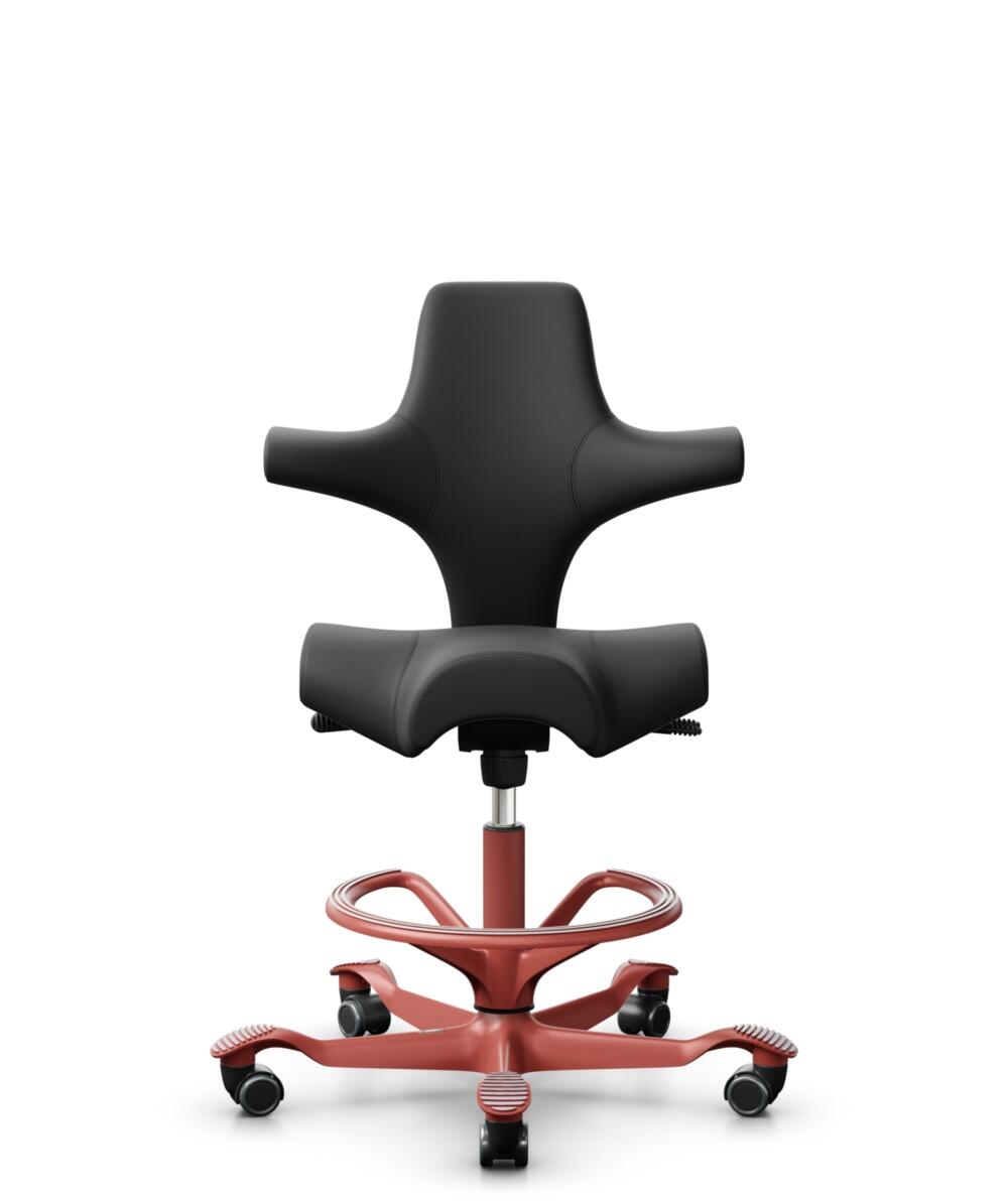 HÅG Capisco 8106 - Paloma Soft (Wollsdorf) - Semi-aniline Leder - PL56100 Black - Framekleur - Blush Rose - Gasveer - 265 mm (Zithoogte 53-79cm) - Vloercontact - Zachte wielen t.b.v. harde vloeren - Voetenring - Ja, in framekleur - Voetster - Nee, voet... - 1