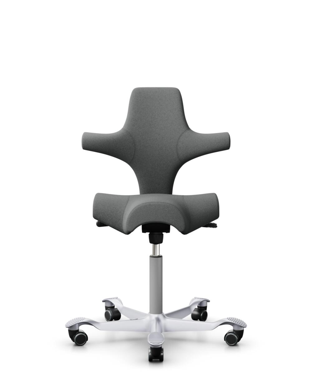 HÅG Capisco 8106 - Cura Loop (Gabriel) - Gerecycled Polyester - CLP60109 - Grey - Framekleur - Zilver - Gasveer - 150 mm (Zithoogte 40-55cm) - Vloercontact - Zachte wielen t.b.v. harde vloeren - Voetenring - Nee, geen voetenring - Voetster - Nee, voets... - 1