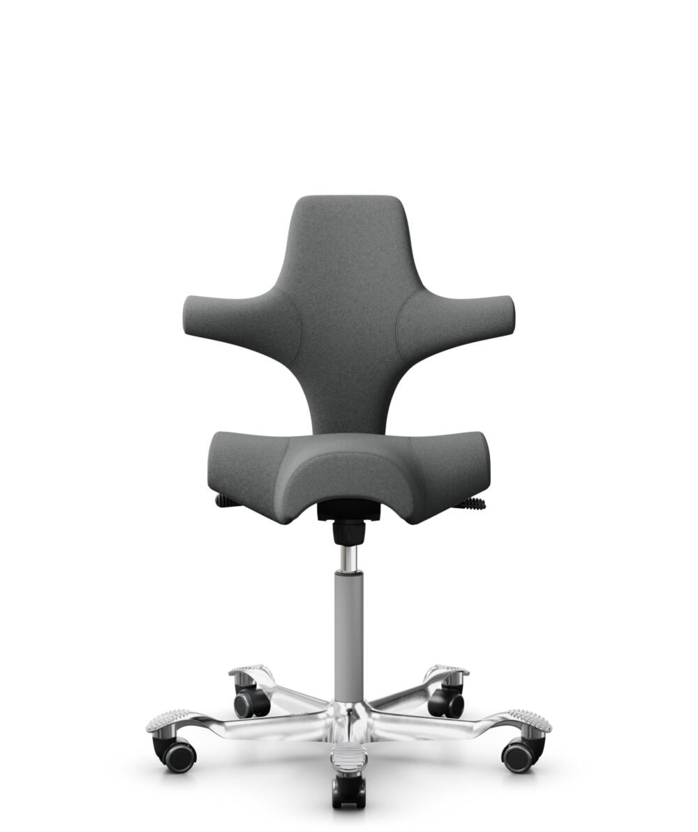HÅG Capisco 8106 - Cura Loop (Gabriel) - Gerecycled Polyester - CLP60109 - Grey - Framekleur - Zilver - Gasveer - 200 mm (Zithoogte 46-64cm) - Vloercontact - Zachte wielen t.b.v. harde vloeren - Voetenring - Nee, geen voetenring - Voetster - Ja, voetst... - 1