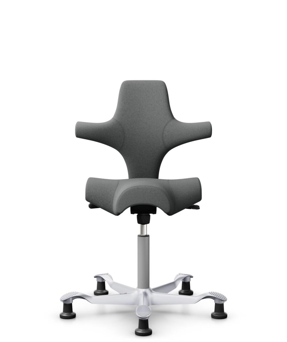 HÅG Capisco 8106 - Cura Loop (Gabriel) - Gerecycled Polyester - CLP60109 - Grey - Framekleur - Zilver - Gasveer - 265 mm (Zithoogte 53-79cm) - Vloercontact - Glijdoppen - Voetenring - Nee, geen voetenring - Voetster - Nee, voetster in framekleur - 1