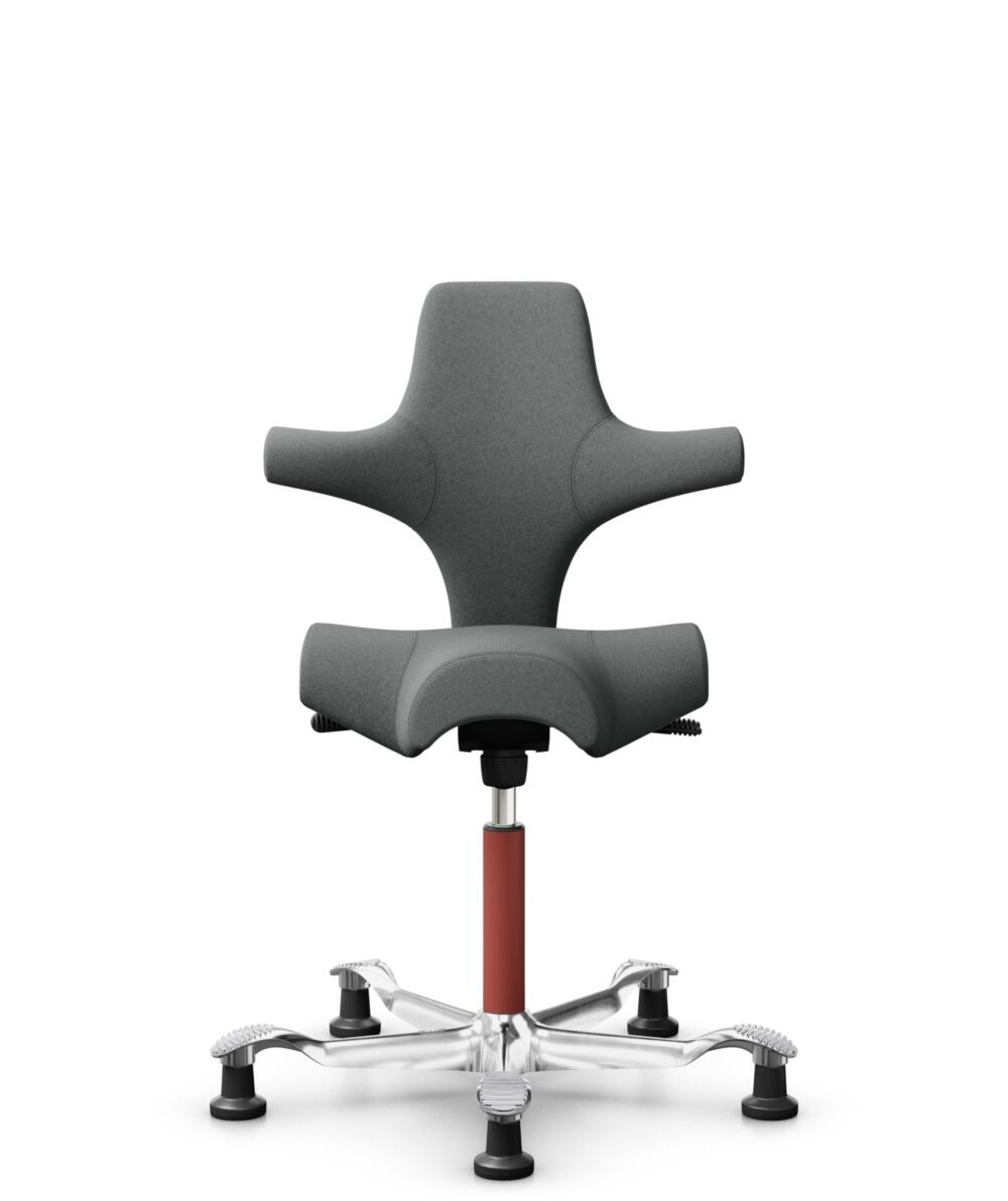 HÅG Capisco 8106 - Cura Loop (Gabriel) - Gerecycled Polyester - CLP60109 - Grey - Framekleur - Blush Rose - Gasveer - 200 mm (Zithoogte 46-64cm) - Vloercontact - Glijdoppen - Voetenring - Nee, geen voetenring - Voetster - Ja, voetster in gepolijst alum... - 1