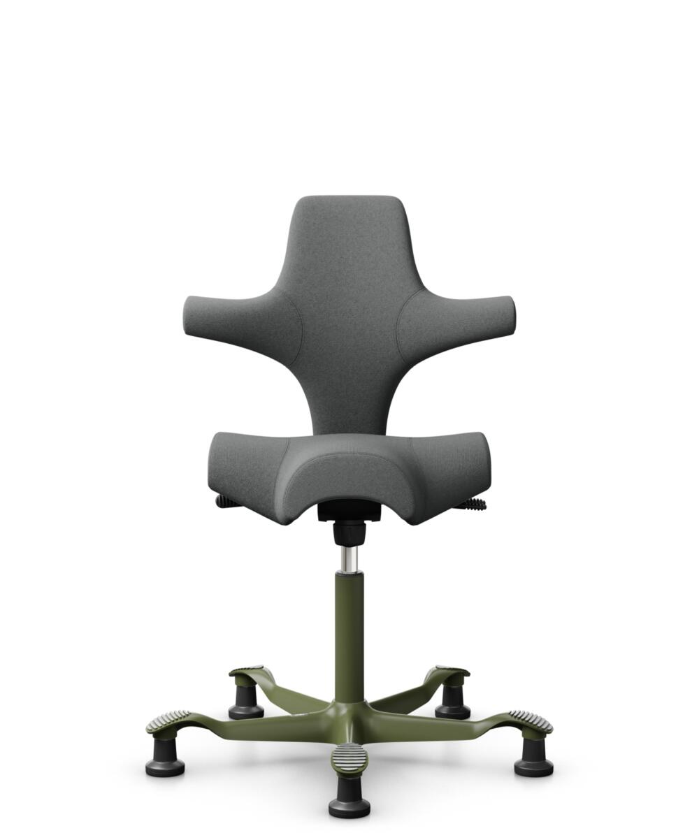 HÅG Capisco 8106 - Cura Loop (Gabriel) - Gerecycled Polyester - CLP60109 - Grey - Framekleur - Moss Grey - Gasveer - 150 mm (Zithoogte 40-55cm) - Vloercontact - Glijdoppen - Voetenring - Nee, geen voetenring - Voetster - Nee, voetster in framekleur - 1