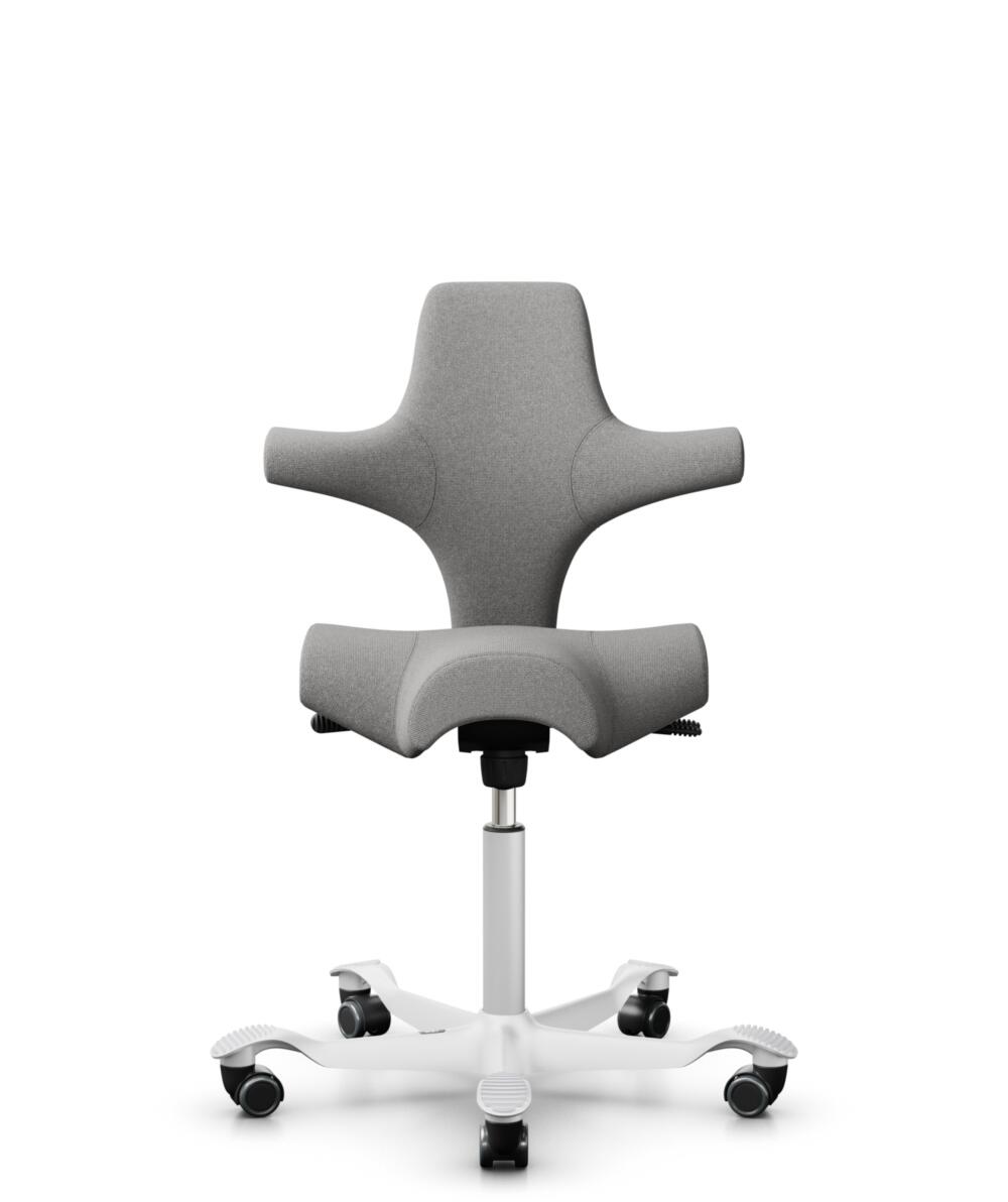 HÅG Capisco 8106 - Cura Loop (Gabriel) - Gerecycled Polyester - CLP60110 Light grey - Framekleur - Wit - Gasveer - 150 mm (Zithoogte 40-55cm) - Vloercontact - Zachte wielen t.b.v. harde vloeren - Voetenring - Nee, geen voetenring - Voetster - Nee, voet... - 1