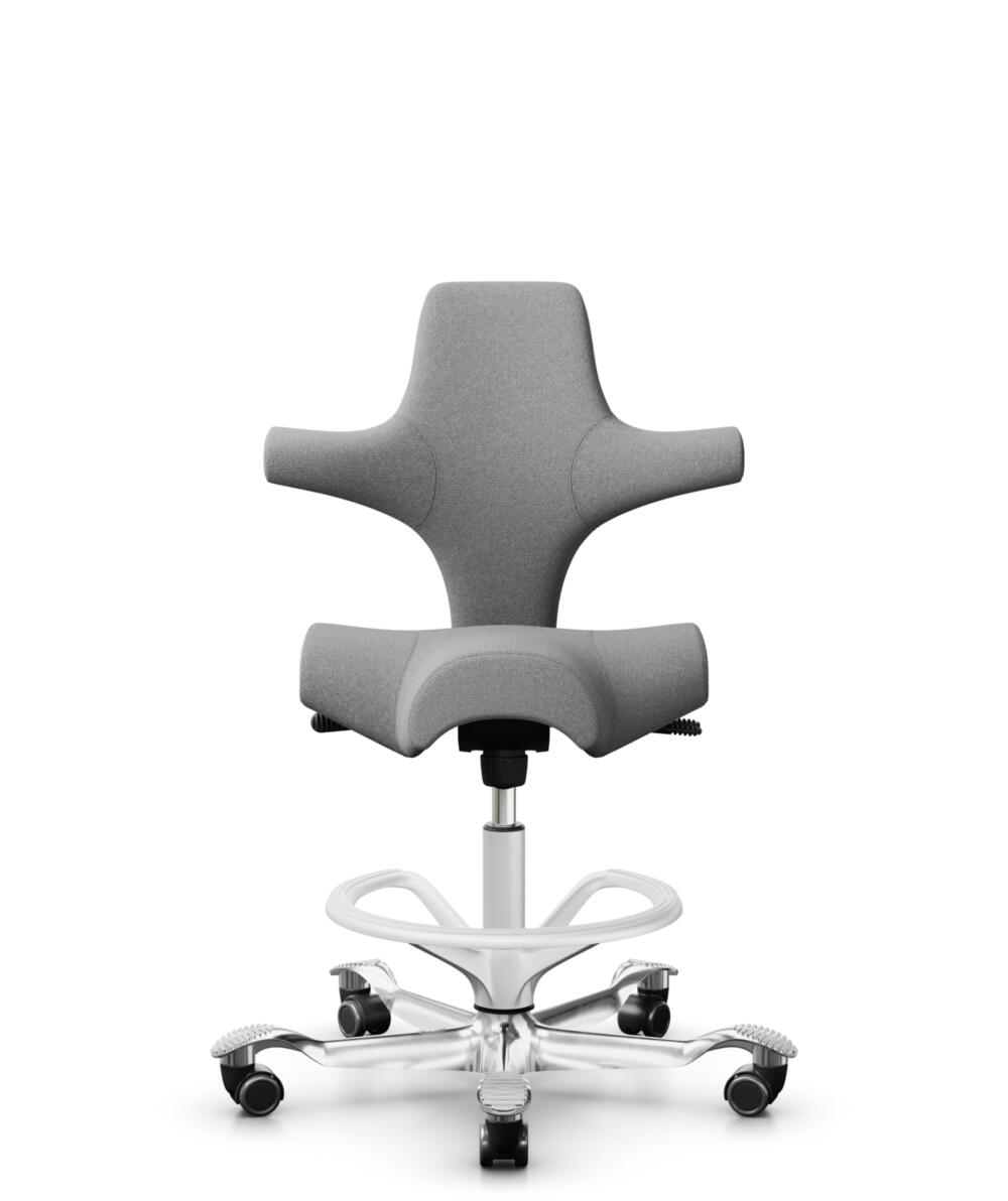 HÅG Capisco 8106 - Cura Loop (Gabriel) - Gerecycled Polyester - CLP60110 Light grey - Framekleur - Wit - Gasveer - 200 mm (Zithoogte 46-64cm) - Vloercontact - Harde wielen t.b.v. zachte vloeren - Voetenring - Ja, in framekleur - Voetster - Ja, voetster... - 1
