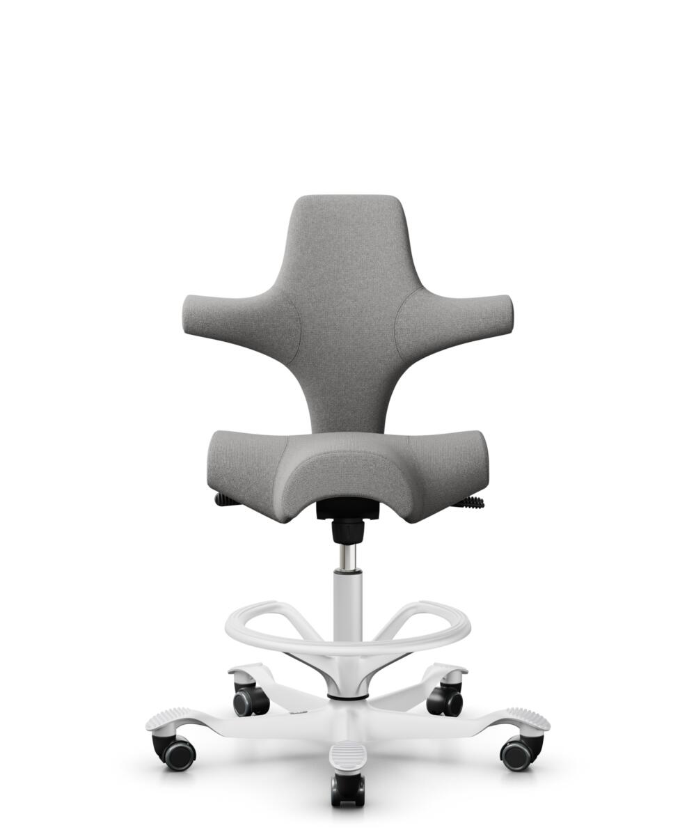HÅG Capisco 8106 - Cura Loop (Gabriel) - Gerecycled Polyester - CLP60110 Light grey - Framekleur - Wit - Gasveer - 265 mm (Zithoogte 53-79cm) - Vloercontact - Harde wielen t.b.v. zachte vloeren - Voetenring - Ja, in framekleur - Voetster - Nee, voetste... - 1