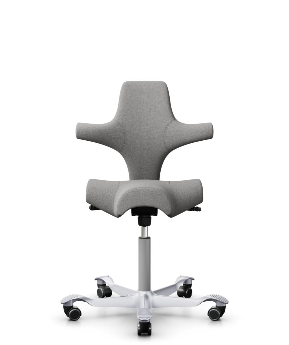 HÅG Capisco 8106 - Cura Loop (Gabriel) - Gerecycled Polyester - CLP60110 Light grey - Framekleur - Zilver - Gasveer - 200 mm (Zithoogte 46-64cm) - Vloercontact - Harde wielen t.b.v. zachte vloeren - Voetenring - Nee, geen voetenring - Voetster - Nee, v... - 1