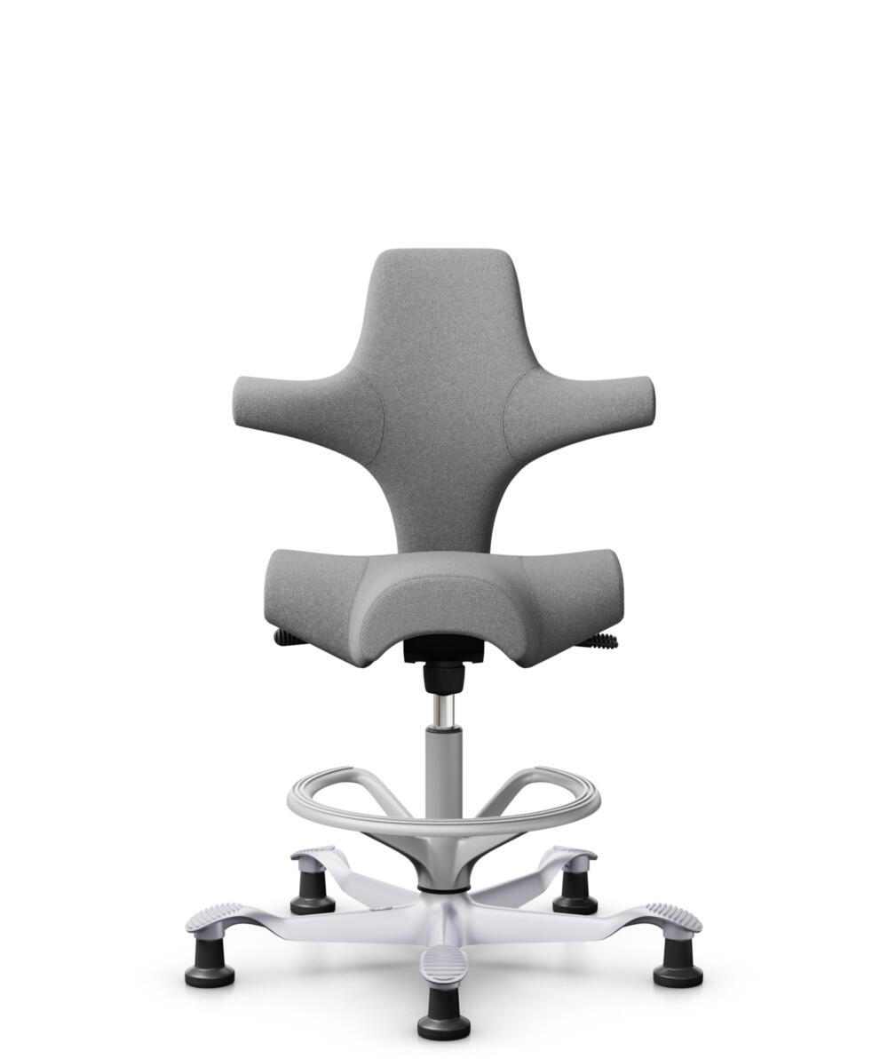 HÅG Capisco 8106 - Cura Loop (Gabriel) - Gerecycled Polyester - CLP60110 Light grey - Framekleur - Zilver - Gasveer - 200 mm (Zithoogte 46-64cm) - Vloercontact - Glijdoppen - Voetenring - Ja, in framekleur - Voetster - Nee, voetster in framekleur - 1