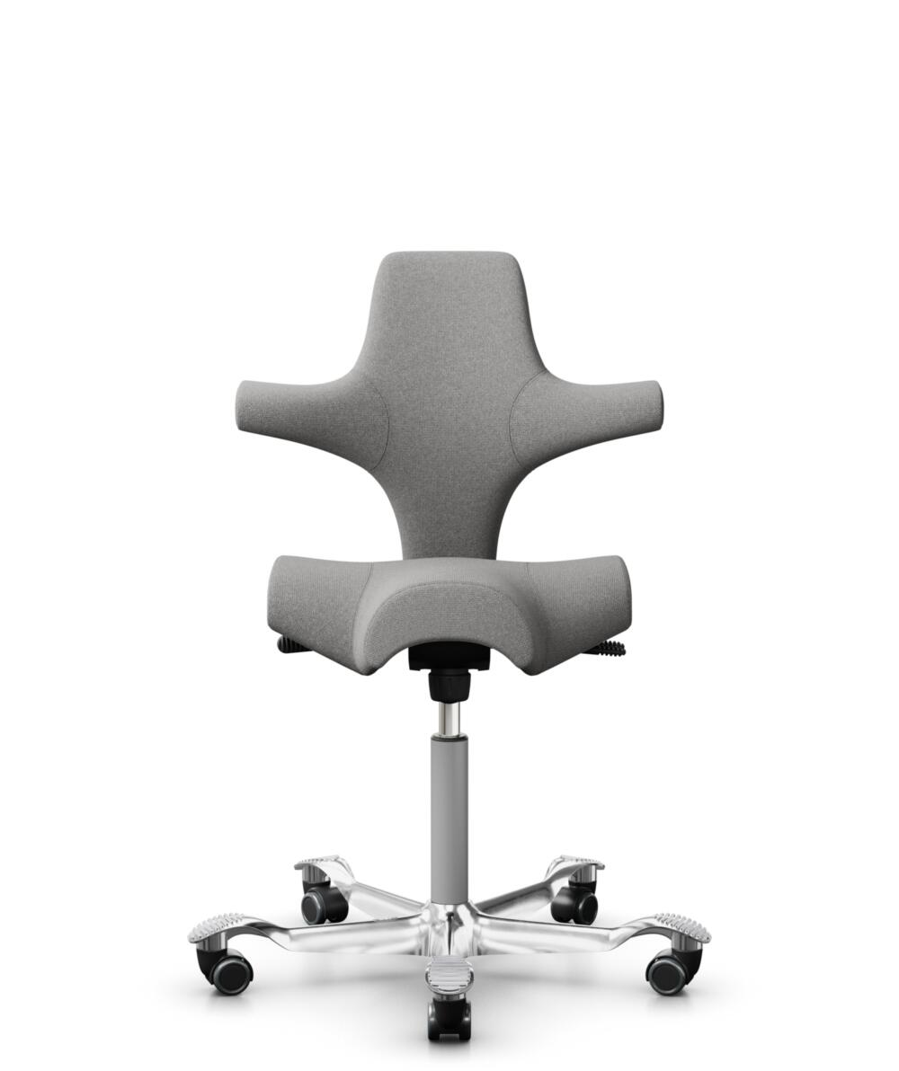 HÅG Capisco 8106 - Cura Loop (Gabriel) - Gerecycled Polyester - CLP60110 Light grey - Framekleur - Zilver - Gasveer - 265 mm (Zithoogte 53-79cm) - Vloercontact - Harde wielen t.b.v. zachte vloeren - Voetenring - Nee, geen voetenring - Voetster - Ja, vo... - 1