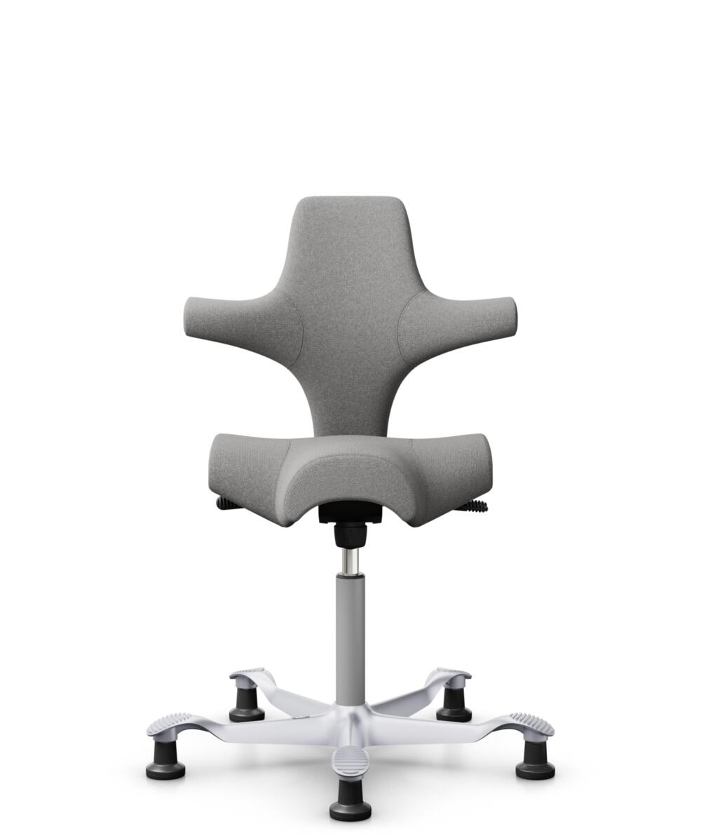 HÅG Capisco 8106 - Cura Loop (Gabriel) - Gerecycled Polyester - CLP60110 Light grey - Framekleur - Zilver - Gasveer - 265 mm (Zithoogte 53-79cm) - Vloercontact - Glijdoppen - Voetenring - Nee, geen voetenring - Voetster - Nee, voetster in framekleur - 1