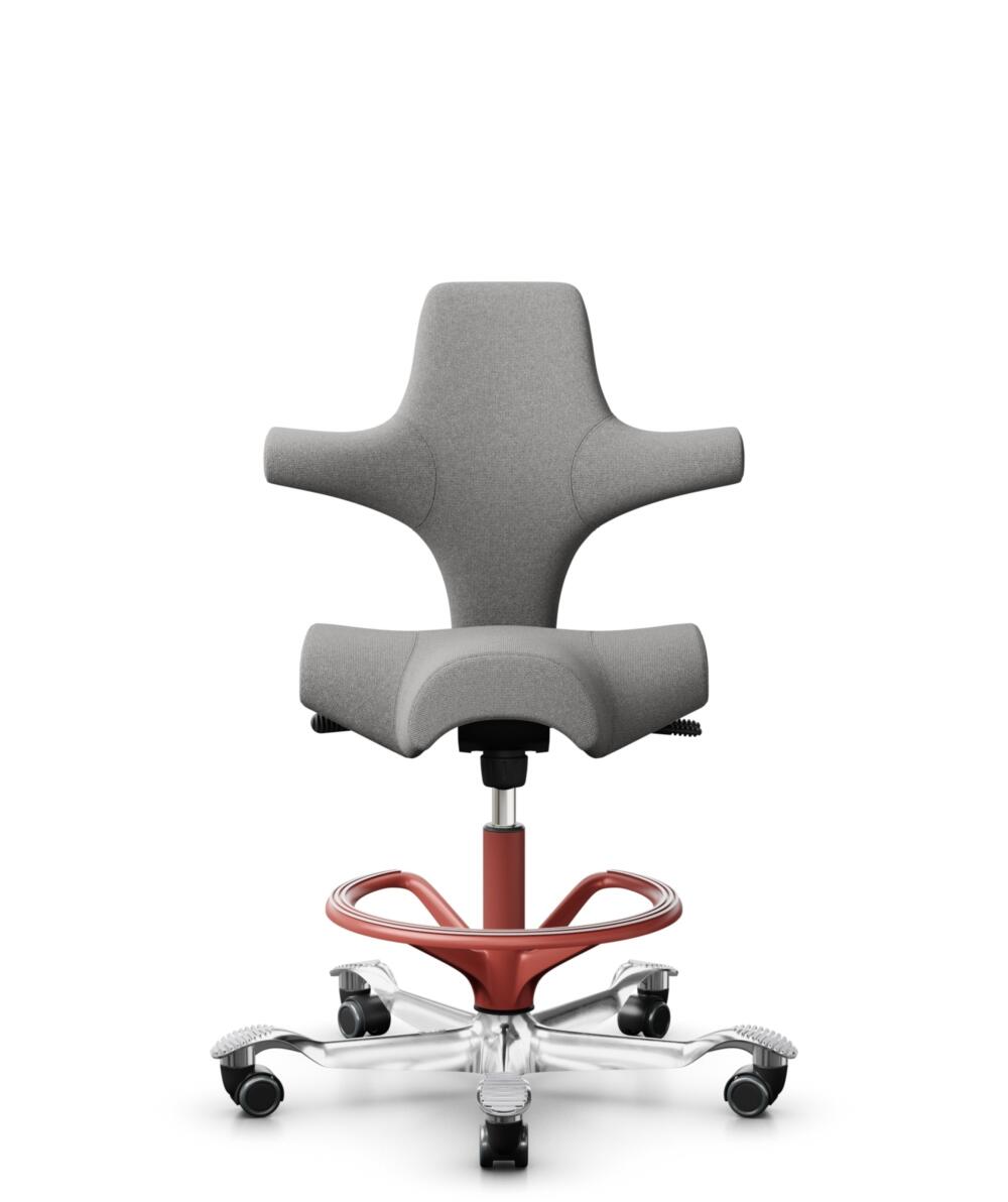 HÅG Capisco 8106 - Cura Loop (Gabriel) - Gerecycled Polyester - CLP60110 Light grey - Framekleur - Blush Rose - Gasveer - 200 mm (Zithoogte 46-64cm) - Vloercontact - Harde wielen t.b.v. zachte vloeren - Voetenring - Ja, in framekleur - Voetster - Ja, v... - 1