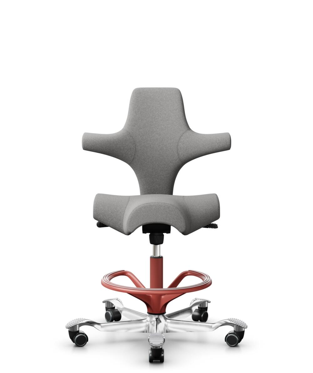 HÅG Capisco 8106 - Cura Loop (Gabriel) - Gerecycled Polyester - CLP60110 Light grey - Framekleur - Blush Rose - Gasveer - 265 mm (Zithoogte 53-79cm) - Vloercontact - Harde wielen t.b.v. zachte vloeren - Voetenring - Ja, in framekleur - Voetster - Ja, v... - 1
