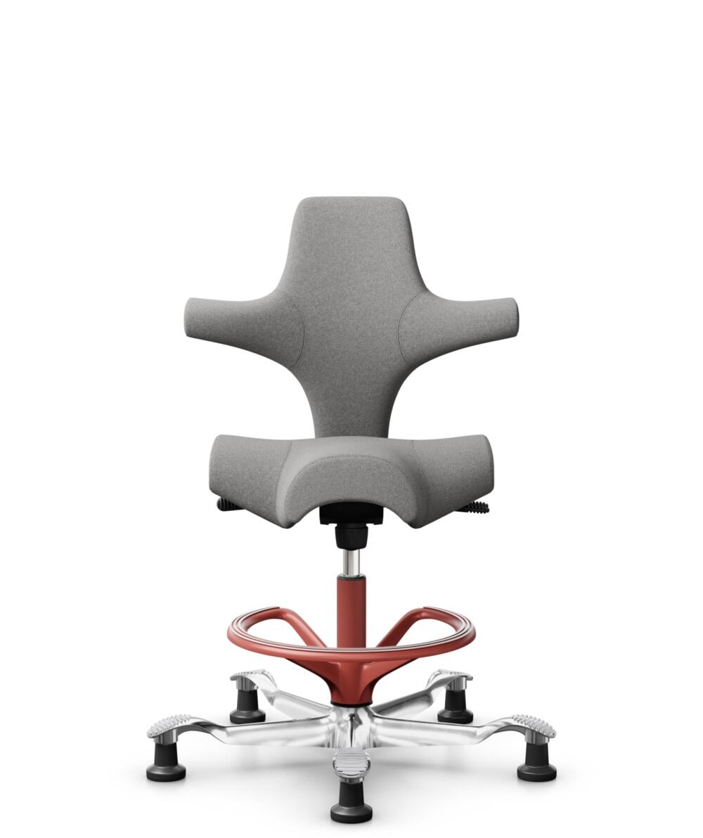 HÅG Capisco 8106 - Cura Loop (Gabriel) - Gerecycled Polyester - CLP60110 Light grey - Framekleur - Blush Rose - Gasveer - 265 mm (Zithoogte 53-79cm) - Vloercontact - Glijdoppen - Voetenring - Ja, in framekleur - Voetster - Ja, voetster in gepolijst alu... - 1