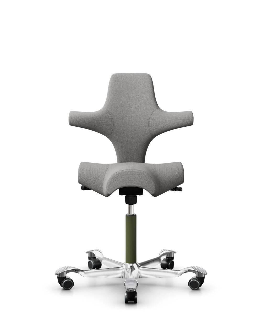 HÅG Capisco 8106 - Cura Loop (Gabriel) - Gerecycled Polyester - CLP60110 Light grey - Framekleur - Moss Grey - Gasveer - 200 mm (Zithoogte 46-64cm) - Vloercontact - Harde wielen t.b.v. zachte vloeren - Voetenring - Nee, geen voetenring - Voetster - Ja,... - 1