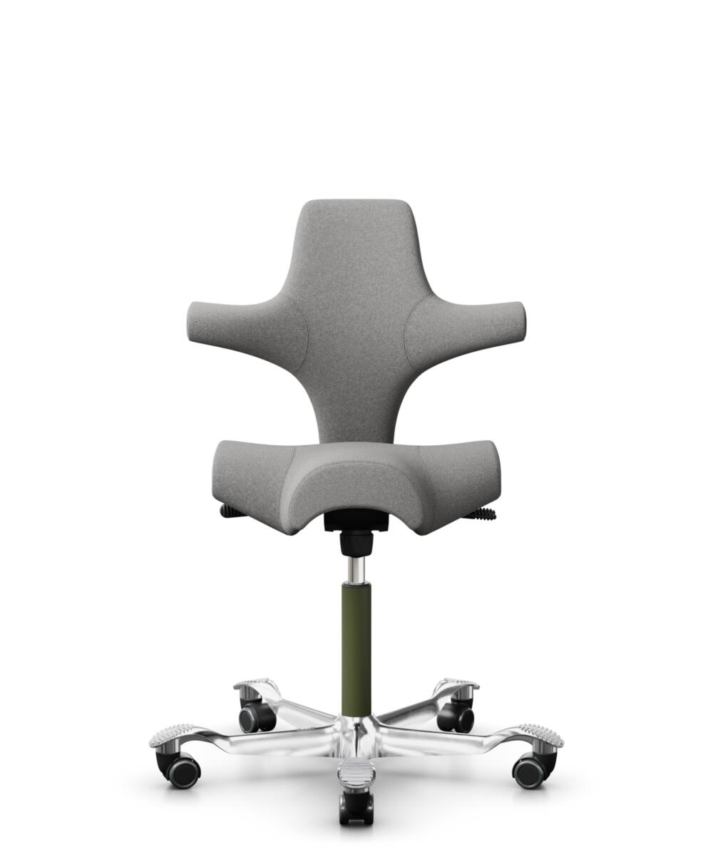 HÅG Capisco 8106 - Cura Loop (Gabriel) - Gerecycled Polyester - CLP60110 Light grey - Framekleur - Moss Grey - Gasveer - 200 mm (Zithoogte 46-64cm) - Vloercontact - Zachte wielen t.b.v. harde vloeren - Voetenring - Nee, geen voetenring - Voetster - Ja,... - 1
