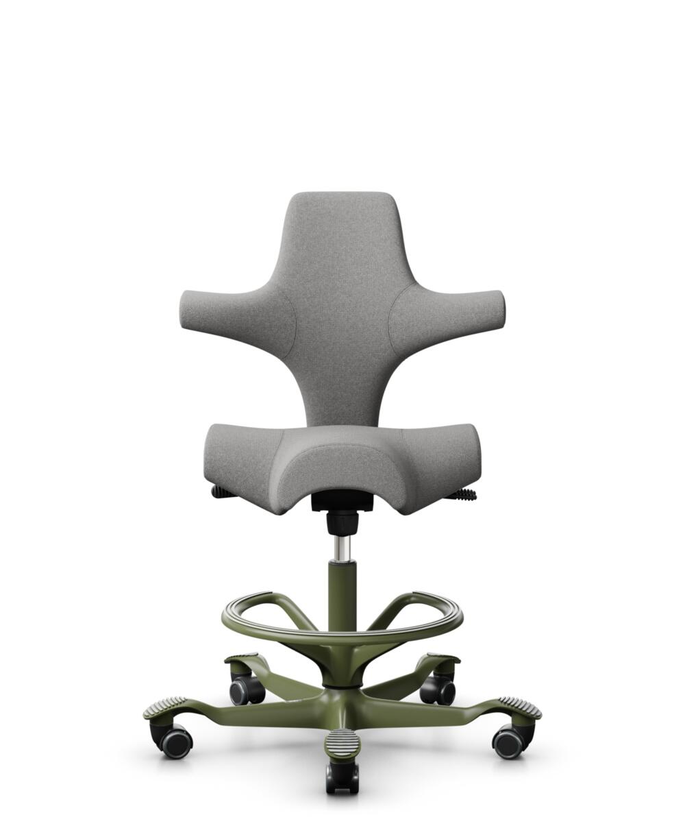 HÅG Capisco 8106 - Cura Loop (Gabriel) - Gerecycled Polyester - CLP60110 Light grey - Framekleur - Moss Grey - Gasveer - 200 mm (Zithoogte 46-64cm) - Vloercontact - Zachte wielen t.b.v. harde vloeren - Voetenring - Ja, in framekleur - Voetster - Nee, v... - 1