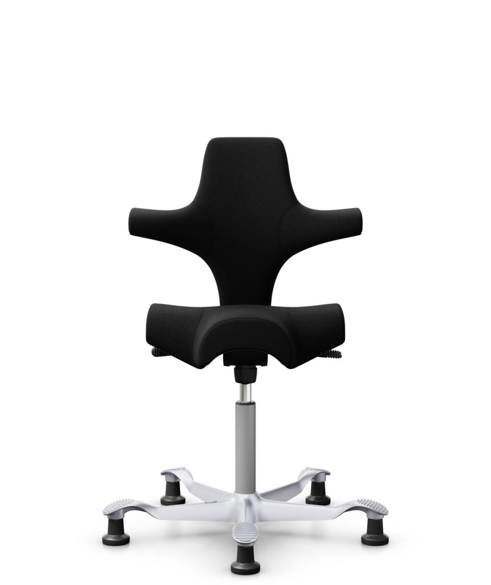 HÅG Capisco 8106 - Cura Loop (Gabriel) - Gerecycled Polyester - CLP60999 Black - Framekleur - Zilver - Gasveer - 200 mm (Zithoogte 46-64cm) - Vloercontact - Glijdoppen - Voetenring - Nee, geen voetenring - Voetster - Nee, voetster in framekleur - 1