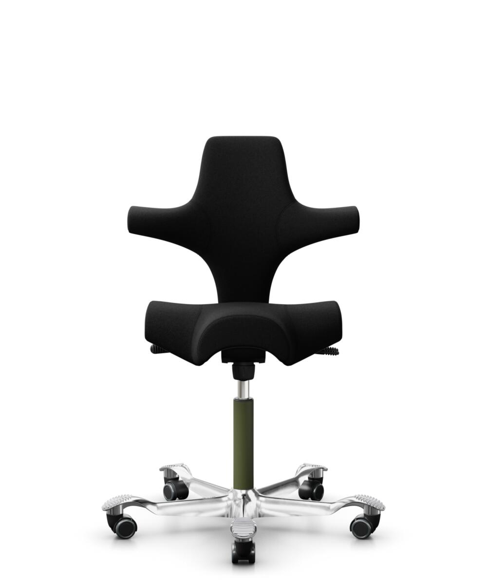 HÅG Capisco 8106 - Cura Loop (Gabriel) - Gerecycled Polyester - CLP60999 Black - Framekleur - Moss Grey - Gasveer - 150 mm (Zithoogte 40-55cm) - Vloercontact - Harde wielen t.b.v. zachte vloeren - Voetenring - Nee, geen voetenring - Voetster - Ja, voet... - 1