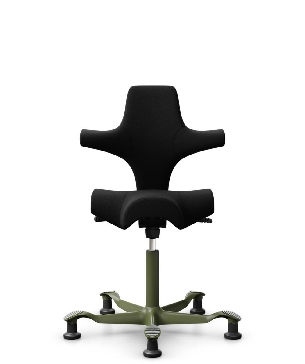 HÅG Capisco 8106 - Cura Loop (Gabriel) - Gerecycled Polyester - CLP60999 Black - Framekleur - Moss Grey - Gasveer - 200 mm (Zithoogte 46-64cm) - Vloercontact - Glijdoppen - Voetenring - Nee, geen voetenring - Voetster - Nee, voetster in framekleur - 1