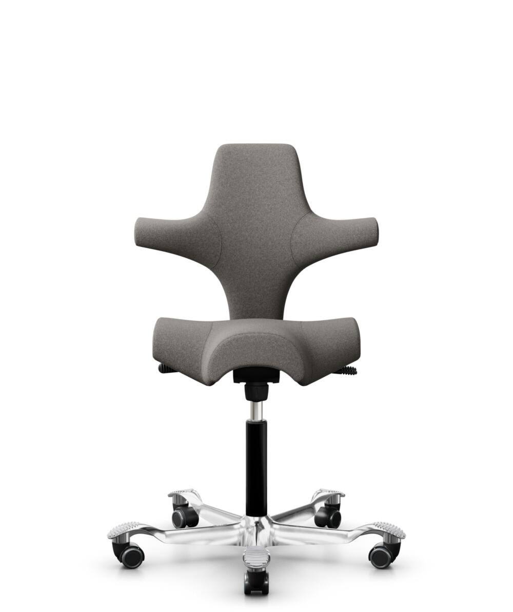 HÅG Capisco 8106 - Cura Loop (Gabriel) - Gerecycled Polyester - CLP61168 Beige-grey - Framekleur - Zwart - Gasveer - 150 mm (Zithoogte 40-55cm) - Vloercontact - Harde wielen t.b.v. zachte vloeren - Voetenring - Nee, geen voetenring - Voetster - Ja, voe... - 1
