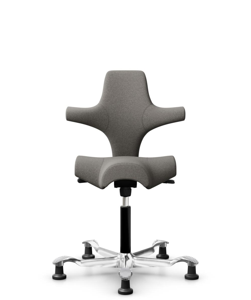 HÅG Capisco 8106 - Cura Loop (Gabriel) - Gerecycled Polyester - CLP61168 Beige-grey - Framekleur - Zwart - Gasveer - 150 mm (Zithoogte 40-55cm) - Vloercontact - Glijdoppen - Voetenring - Nee, geen voetenring - Voetster - Ja, voetster in gepolijst alumi... - 1