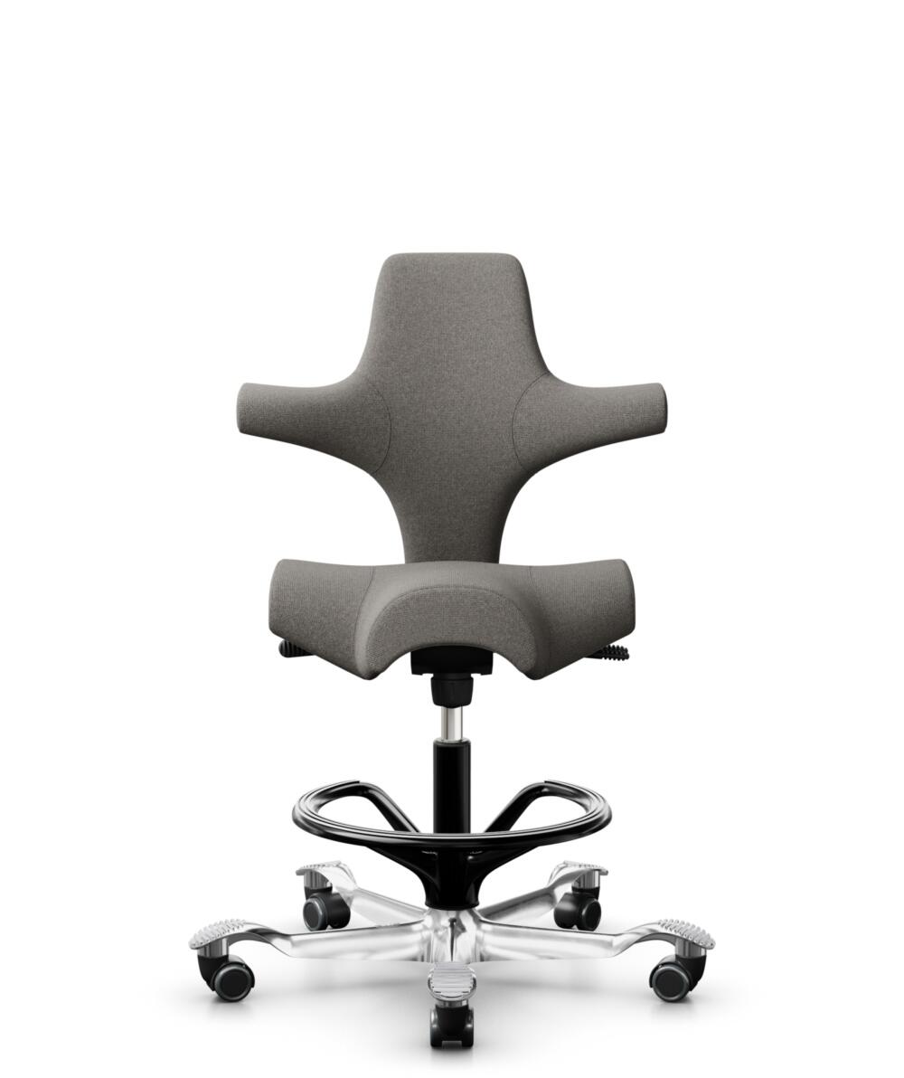 HÅG Capisco 8106 - Cura Loop (Gabriel) - Gerecycled Polyester - CLP61168 Beige-grey - Framekleur - Zwart - Gasveer - 265 mm (Zithoogte 53-79cm) - Vloercontact - Zachte wielen t.b.v. harde vloeren - Voetenring - Ja, in framekleur - Voetster - Ja, voetst... - 1