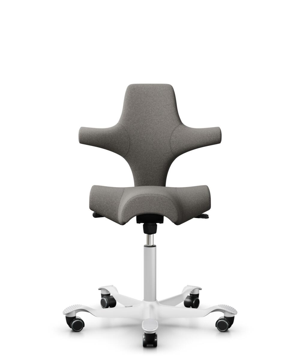 HÅG Capisco 8106 - Cura Loop (Gabriel) - Gerecycled Polyester - CLP61168 Beige-grey - Framekleur - Wit - Gasveer - 150 mm (Zithoogte 40-55cm) - Vloercontact - Zachte wielen t.b.v. harde vloeren - Voetenring - Nee, geen voetenring - Voetster - Nee, voet... - 1
