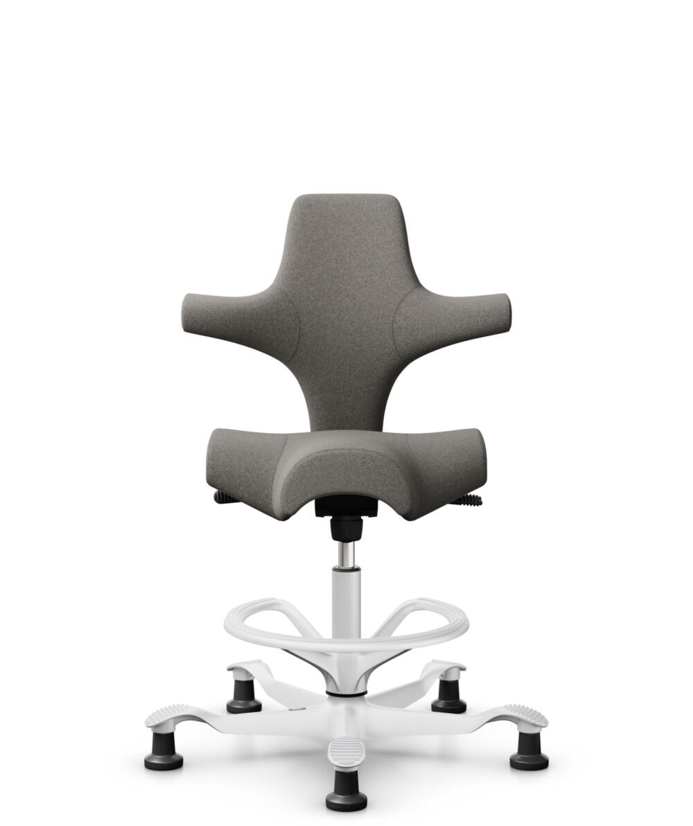 HÅG Capisco 8106 - Cura Loop (Gabriel) - Gerecycled Polyester - CLP61168 Beige-grey - Framekleur - Wit - Gasveer - 200 mm (Zithoogte 46-64cm) - Vloercontact - Glijdoppen - Voetenring - Ja, in framekleur - Voetster - Nee, voetster in framekleur - 1