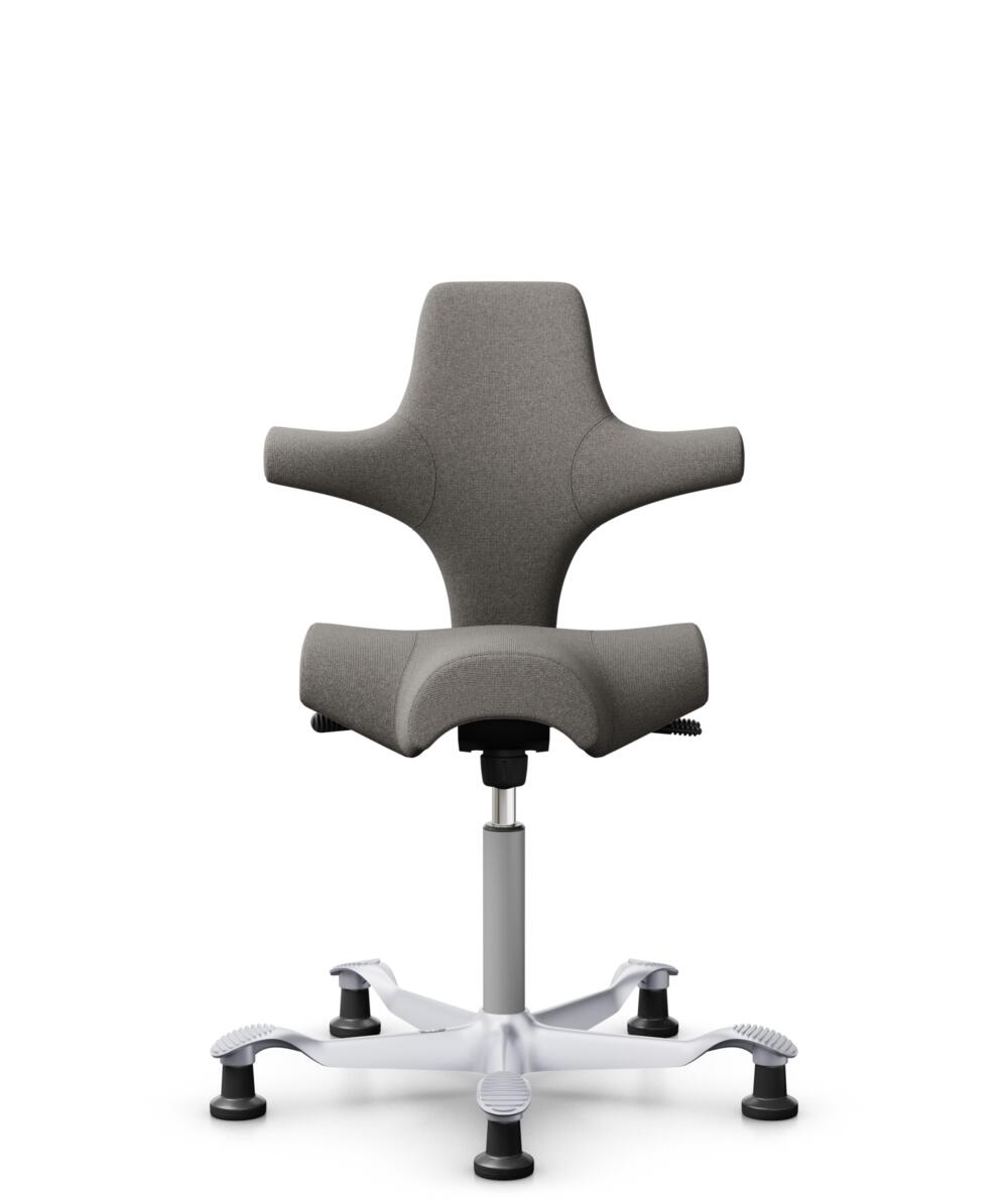 HÅG Capisco 8106 - Cura Loop (Gabriel) - Gerecycled Polyester - CLP61168 Beige-grey - Framekleur - Zilver - Gasveer - 150 mm (Zithoogte 40-55cm) - Vloercontact - Glijdoppen - Voetenring - Nee, geen voetenring - Voetster - Nee, voetster in framekleur - 1