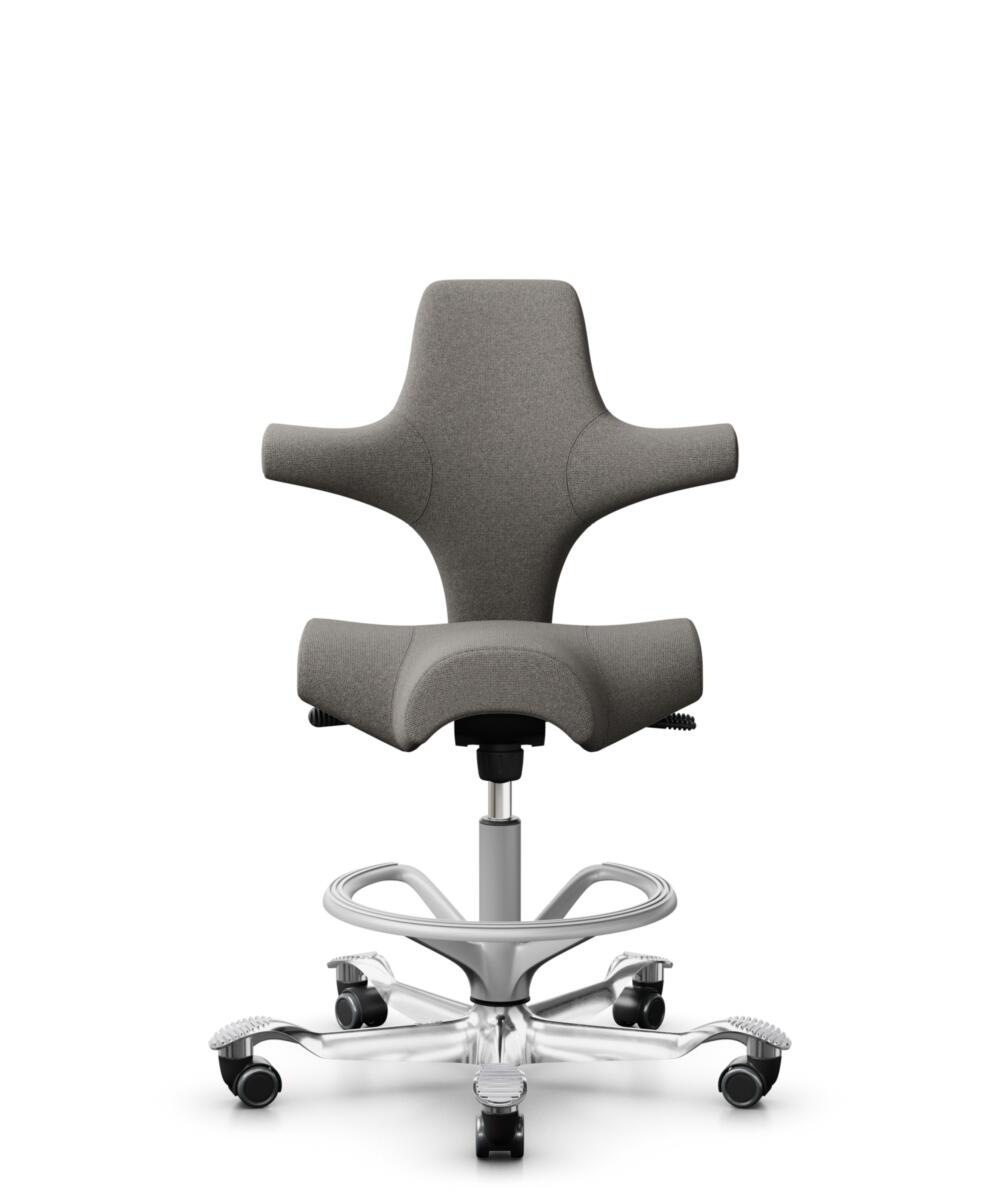 HÅG Capisco 8106 - Cura Loop (Gabriel) - Gerecycled Polyester - CLP61168 Beige-grey - Framekleur - Zilver - Gasveer - 200 mm (Zithoogte 46-64cm) - Vloercontact - Harde wielen t.b.v. zachte vloeren - Voetenring - Ja, in framekleur - Voetster - Ja, voets... - 1