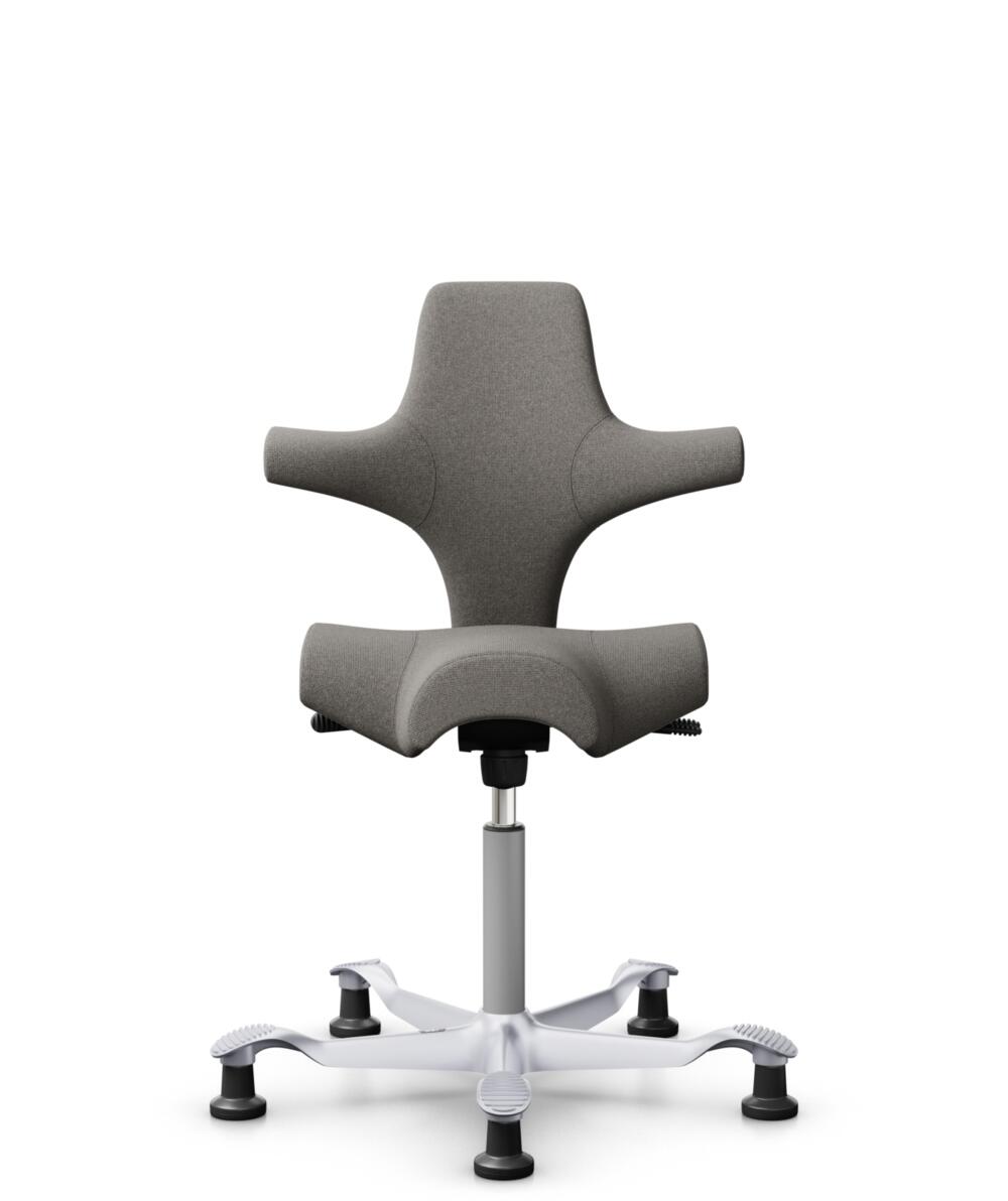 HÅG Capisco 8106 - Cura Loop (Gabriel) - Gerecycled Polyester - CLP61168 Beige-grey - Framekleur - Zilver - Gasveer - 200 mm (Zithoogte 46-64cm) - Vloercontact - Glijdoppen - Voetenring - Nee, geen voetenring - Voetster - Nee, voetster in framekleur - 1